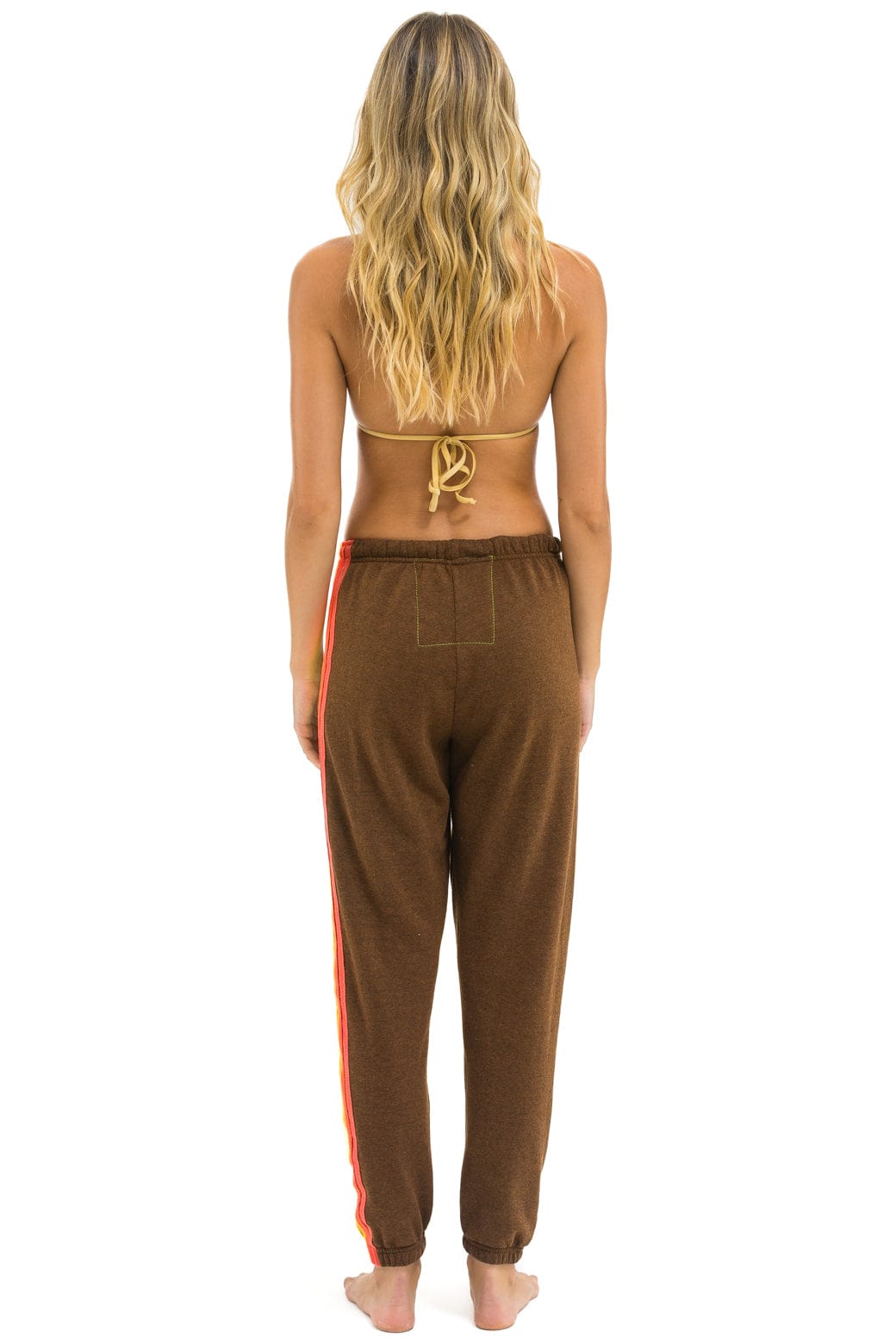 5 STRIPE SWEATPANTS - CHOCOLATE // WHITE NEON - Image 4