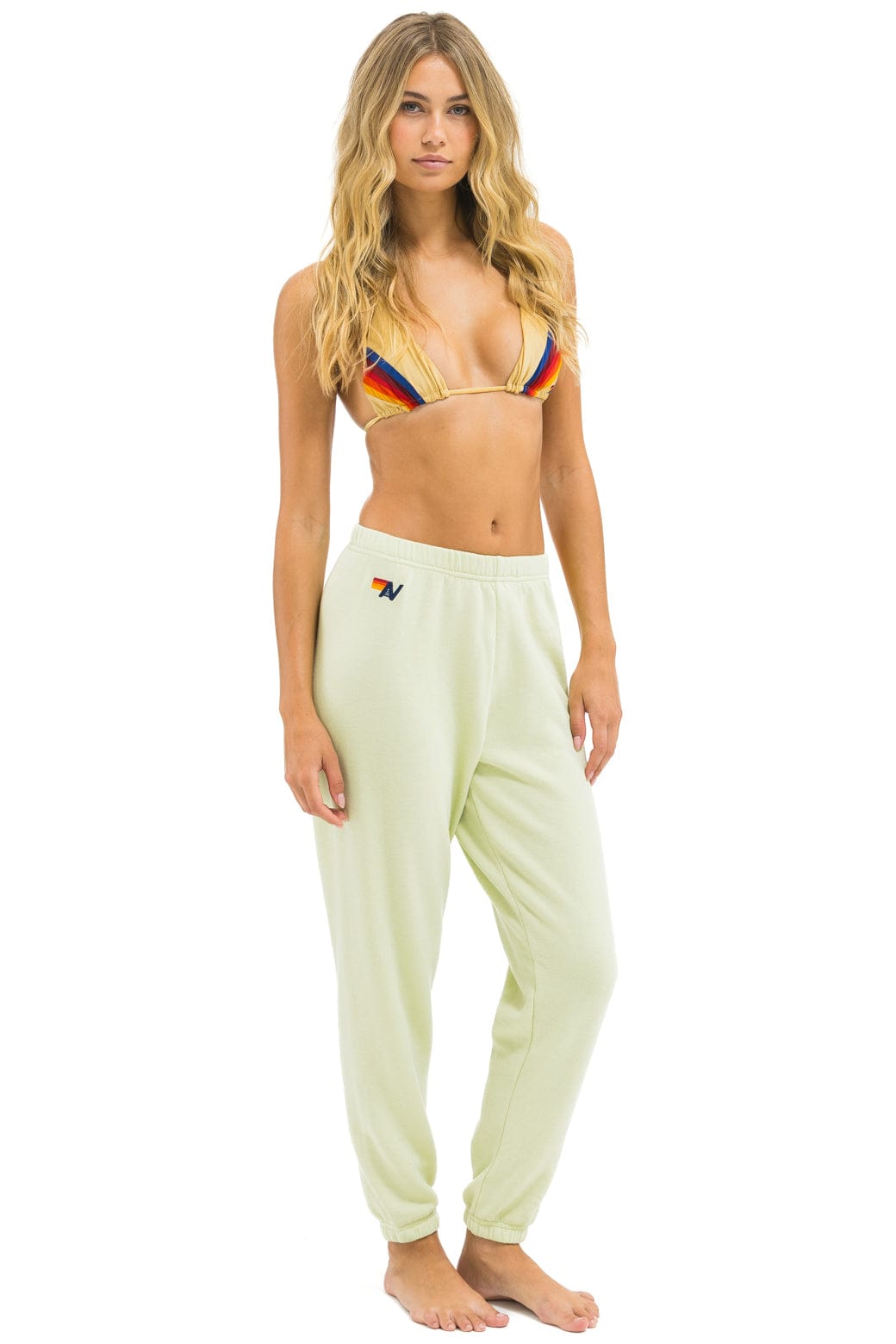 5 STRIPE SWEATPANTS - LIME CREAM // WHITE NEON - Image 3