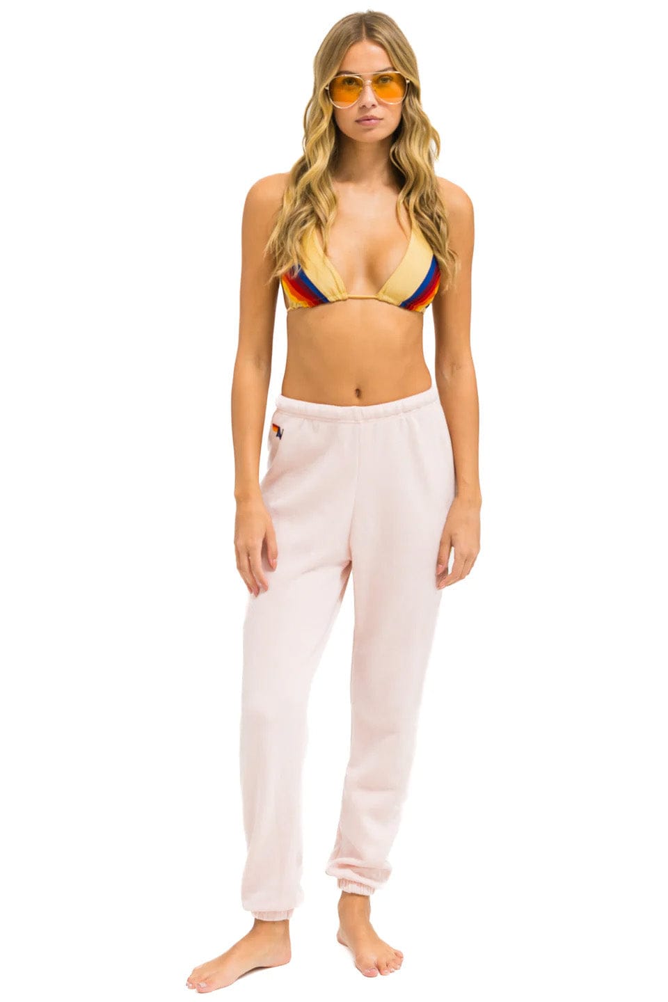 5 STRIPE SWEATPANTS - LIGHT PINK // RAINBOW WHITE - Image 2