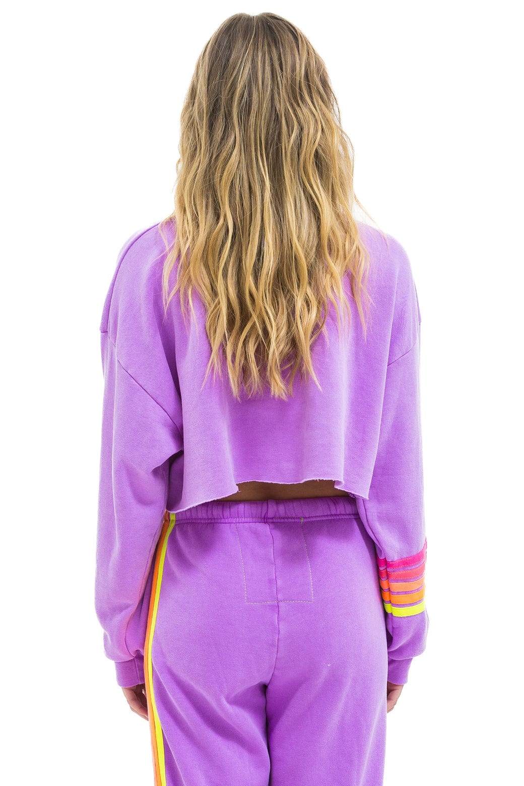 RUGBY STITCH CROPPED CREW SWEATSHIRT RELAXED - NEON PURPLE // NEON - Image 4