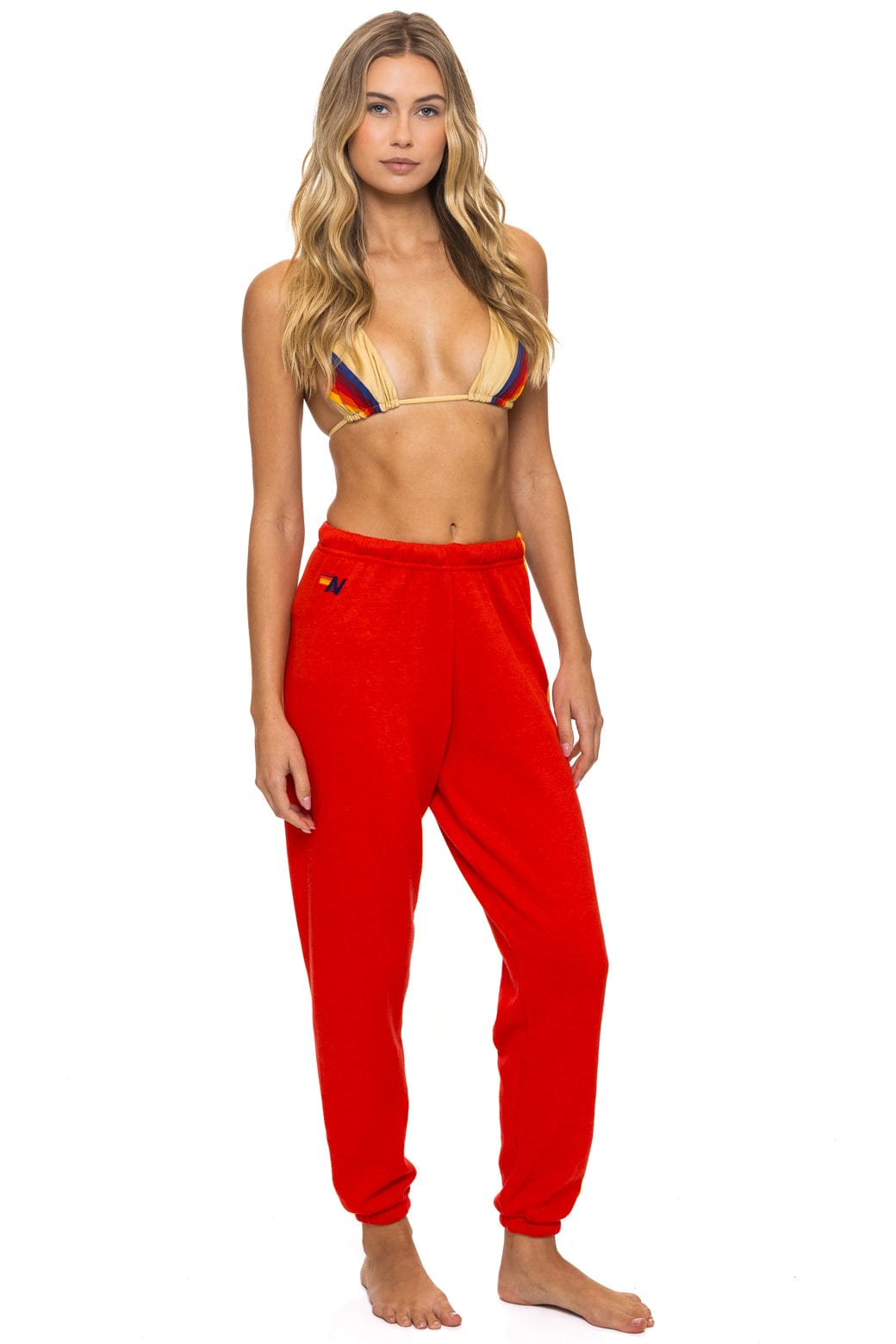 5 STRIPE SWEATPANTS - RED - Image 3