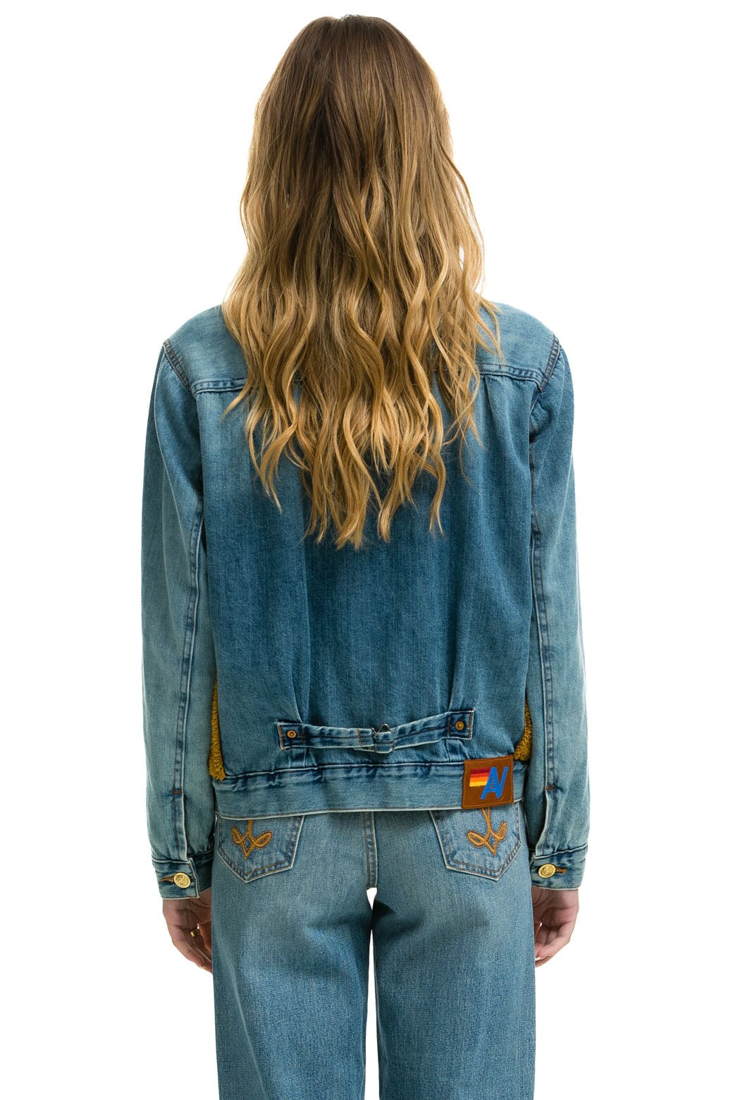 ASPEN SHERPA UNISEX DENIM JACKET - MEDIUM VINTAGE - Image 8
