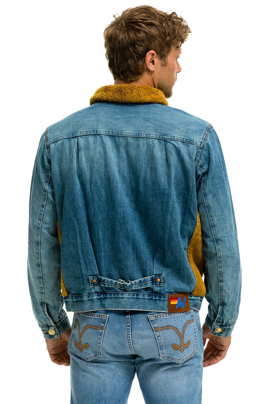 ASPEN SHERPA UNISEX DENIM JACKET - MEDIUM VINTAGE - Image 7