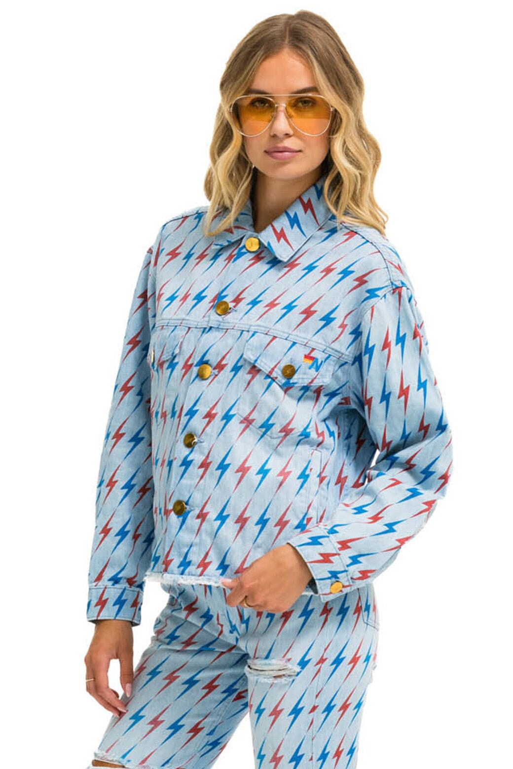 AVIATOR BOLT OVERSIZED CUTOFF DENIM JACKET - SUPER LIGHT - Image 2