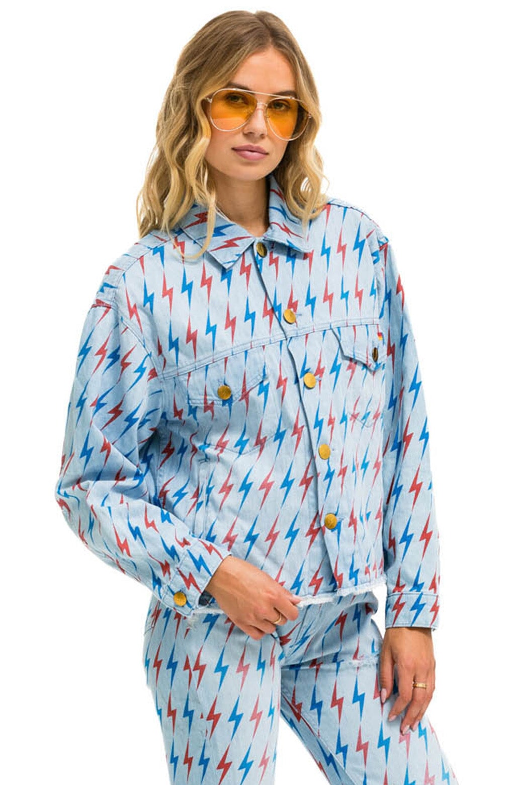 AVIATOR BOLT OVERSIZED CUTOFF DENIM JACKET - SUPER LIGHT - Image 4