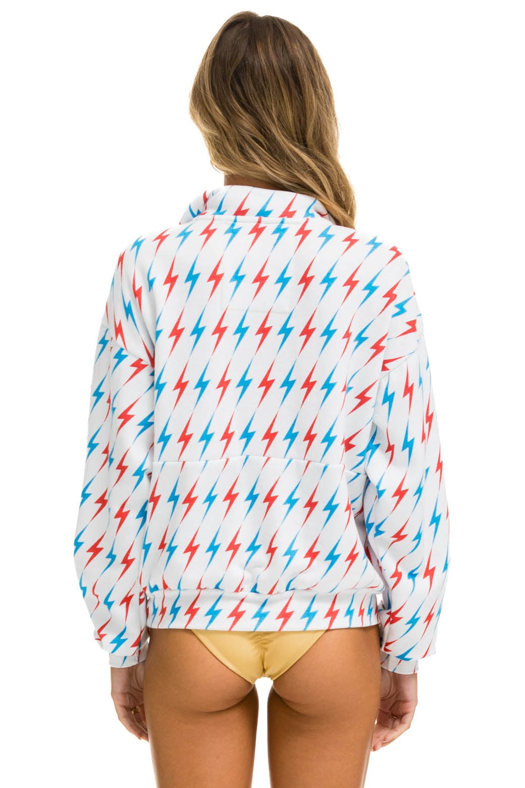 AVIATOR BOLT W/ BOLT EMBROIDERY FLEECE HALF ZIP SWEATSHIRT - WHITE // USA - Image 7
