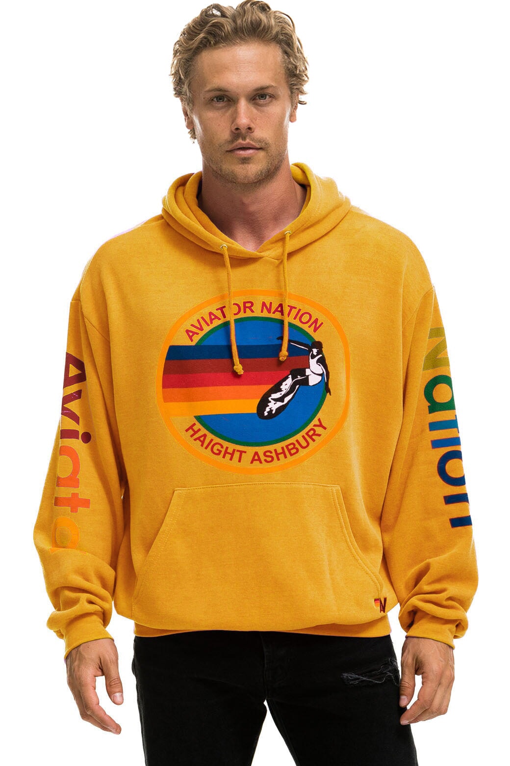 AVIATOR NATION HAIGHT ASHBURY RELAXED PULLOVER HOODIE - GOLD - Image 2