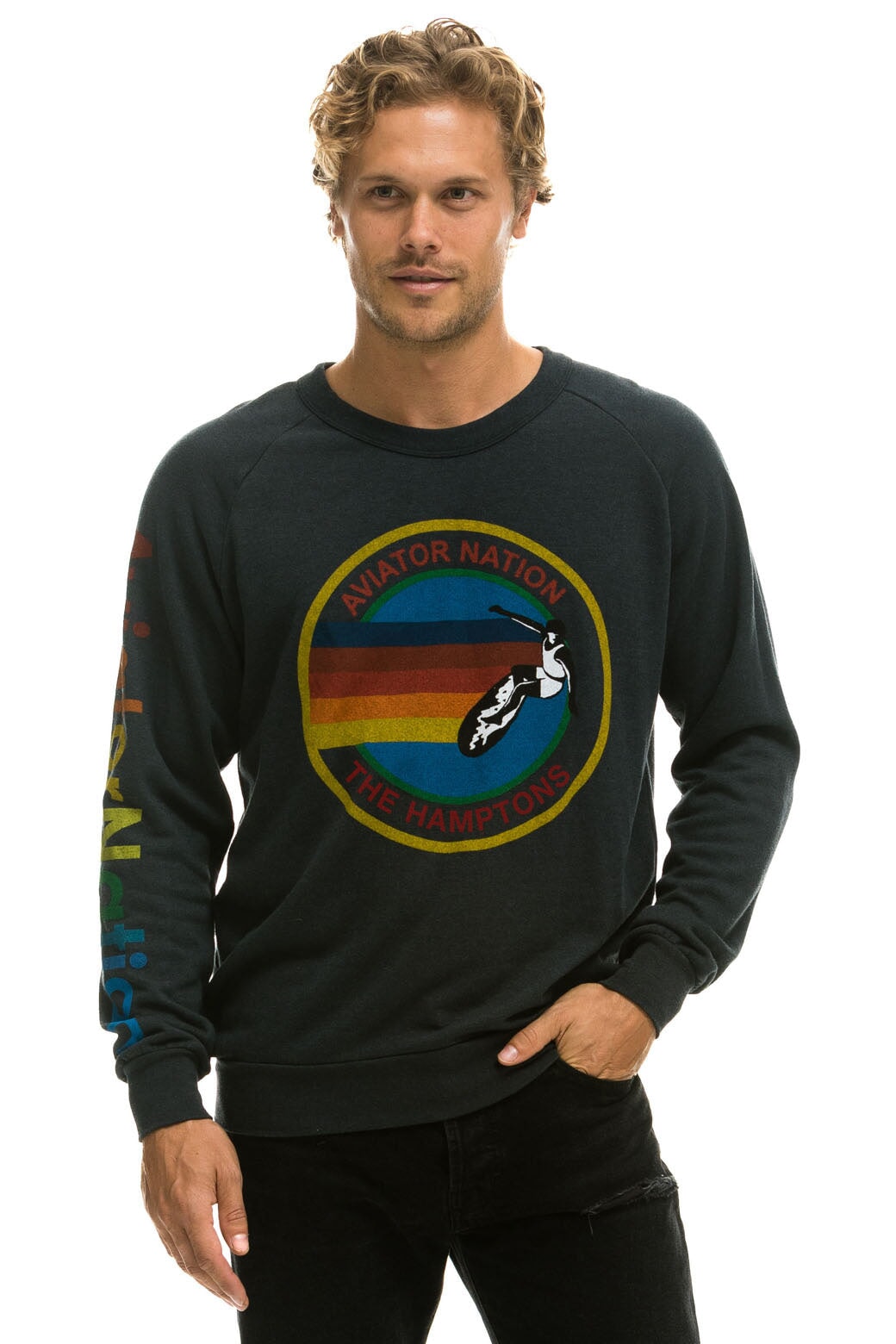 AVIATOR NATION HAMPTONS CREW SWEATSHIRT - CHARCOAL - Image 2