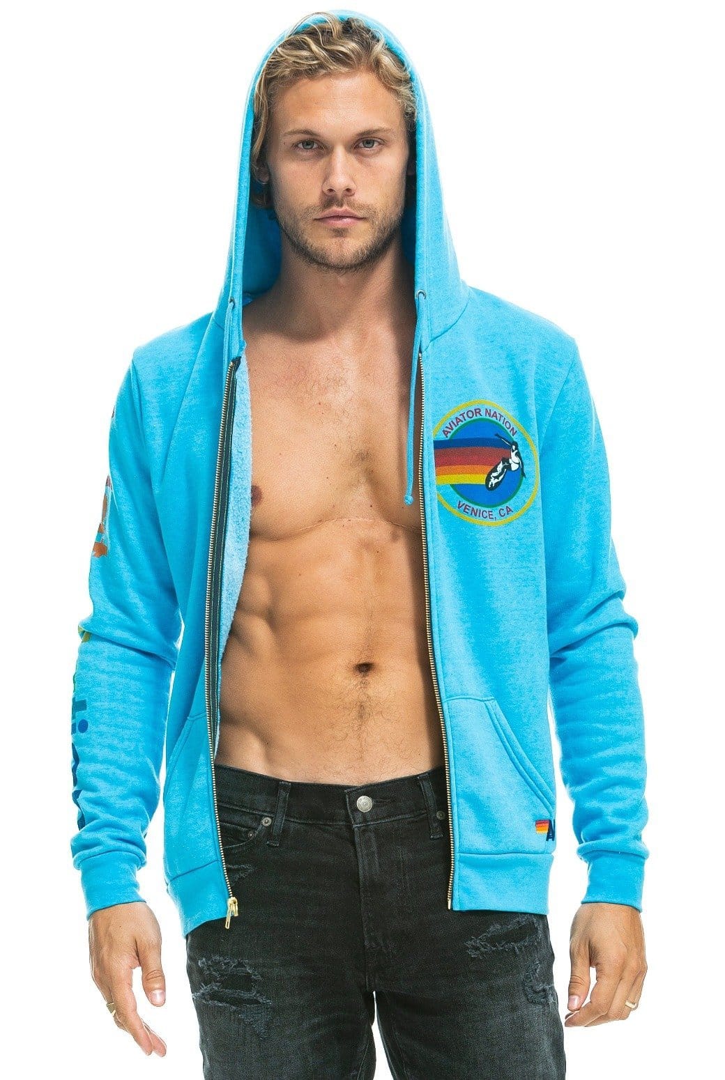 AVIATOR NATION HOODIE - NEON BLUE - Image 5