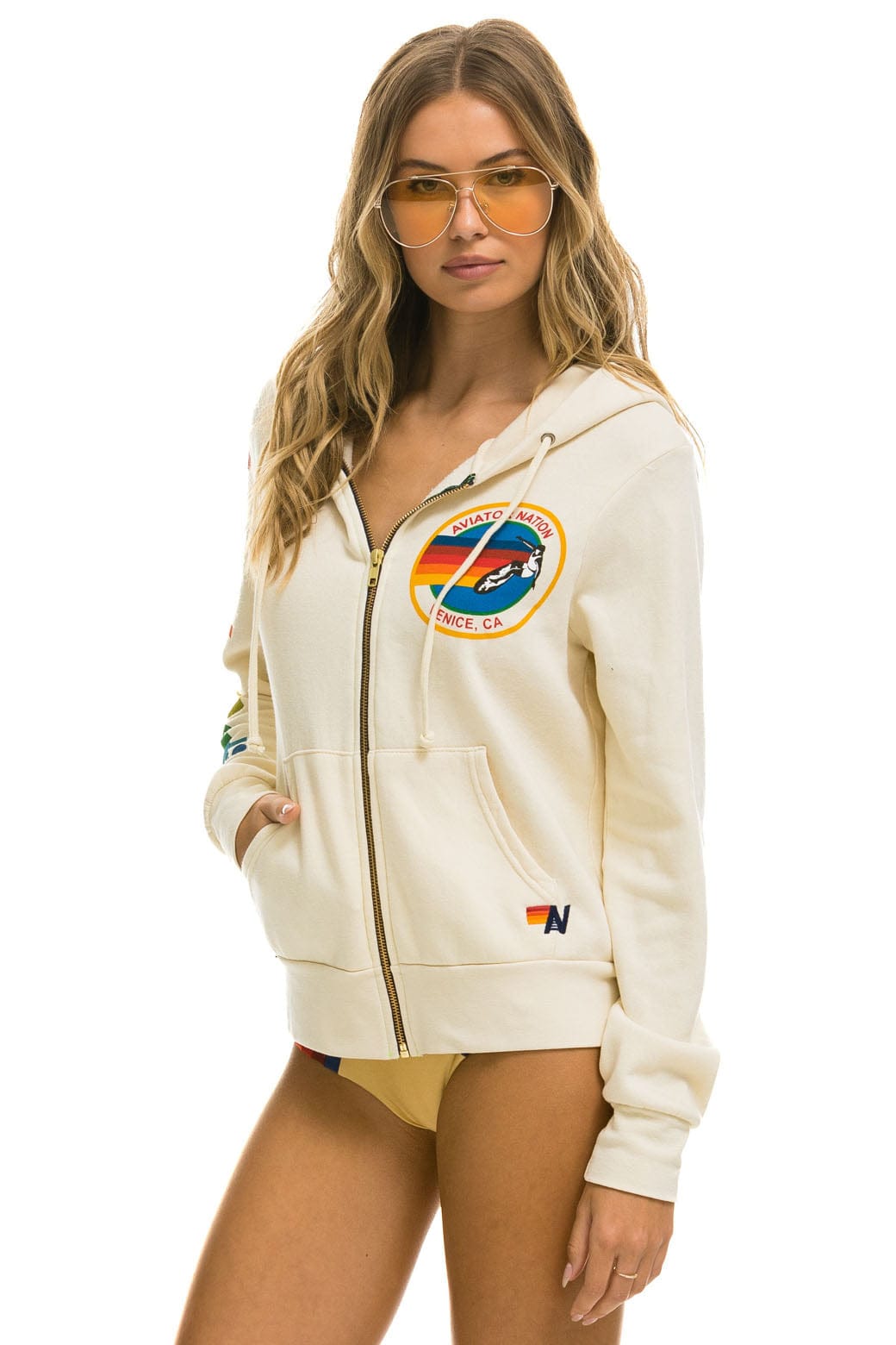 AVIATOR NATION HOODIE - VINTAGE WHITE - Image 5