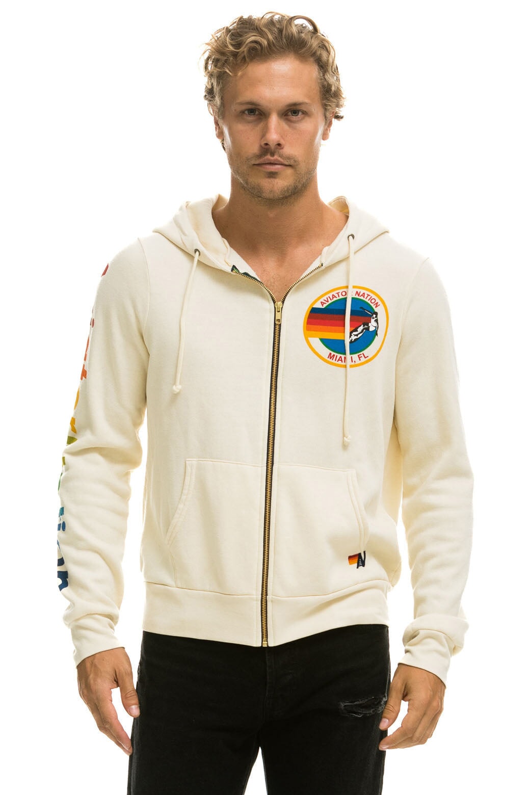 AVIATOR NATION MIAMI HOODIE - VINTAGE WHITE - Image 2