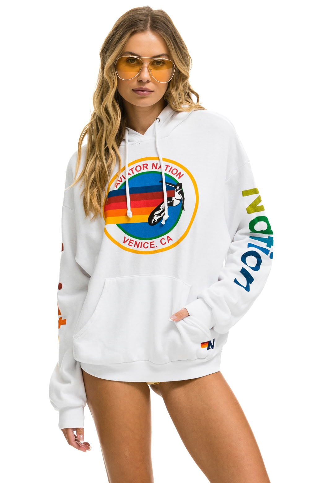 AVIATOR NATION RELAXED PULLOVER HOODIE - WHITE - Image 3