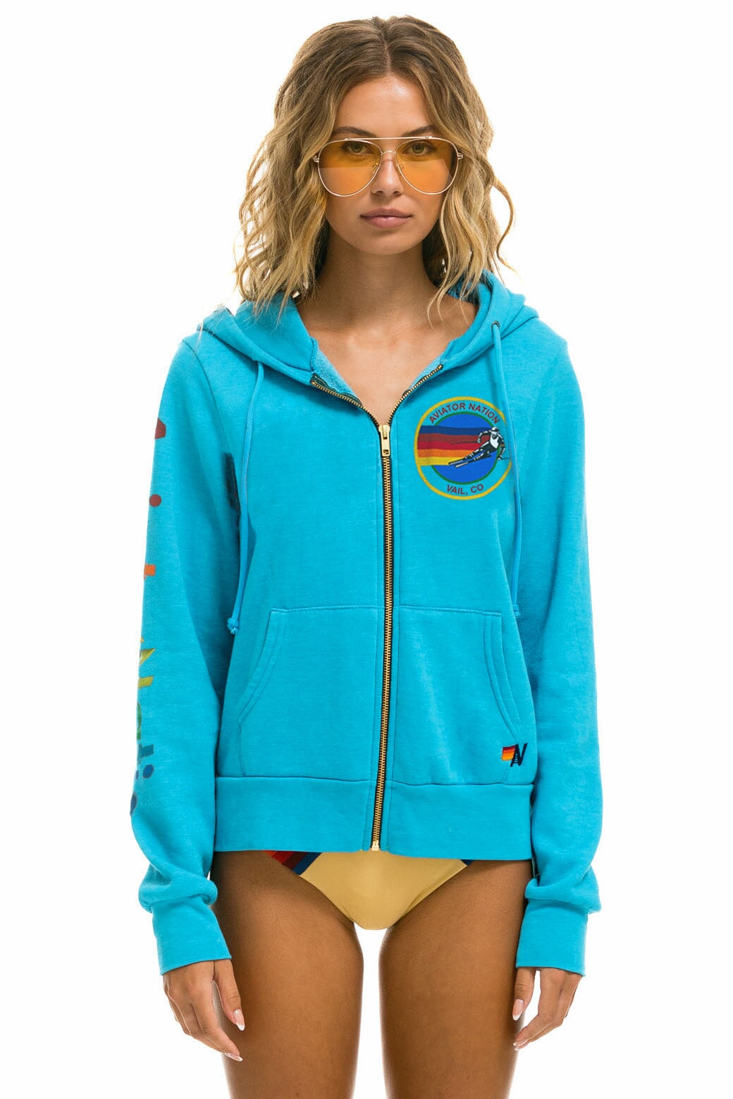 AVIATOR NATION VAIL ZIP HOODIE - NEON BLUE - Image 2