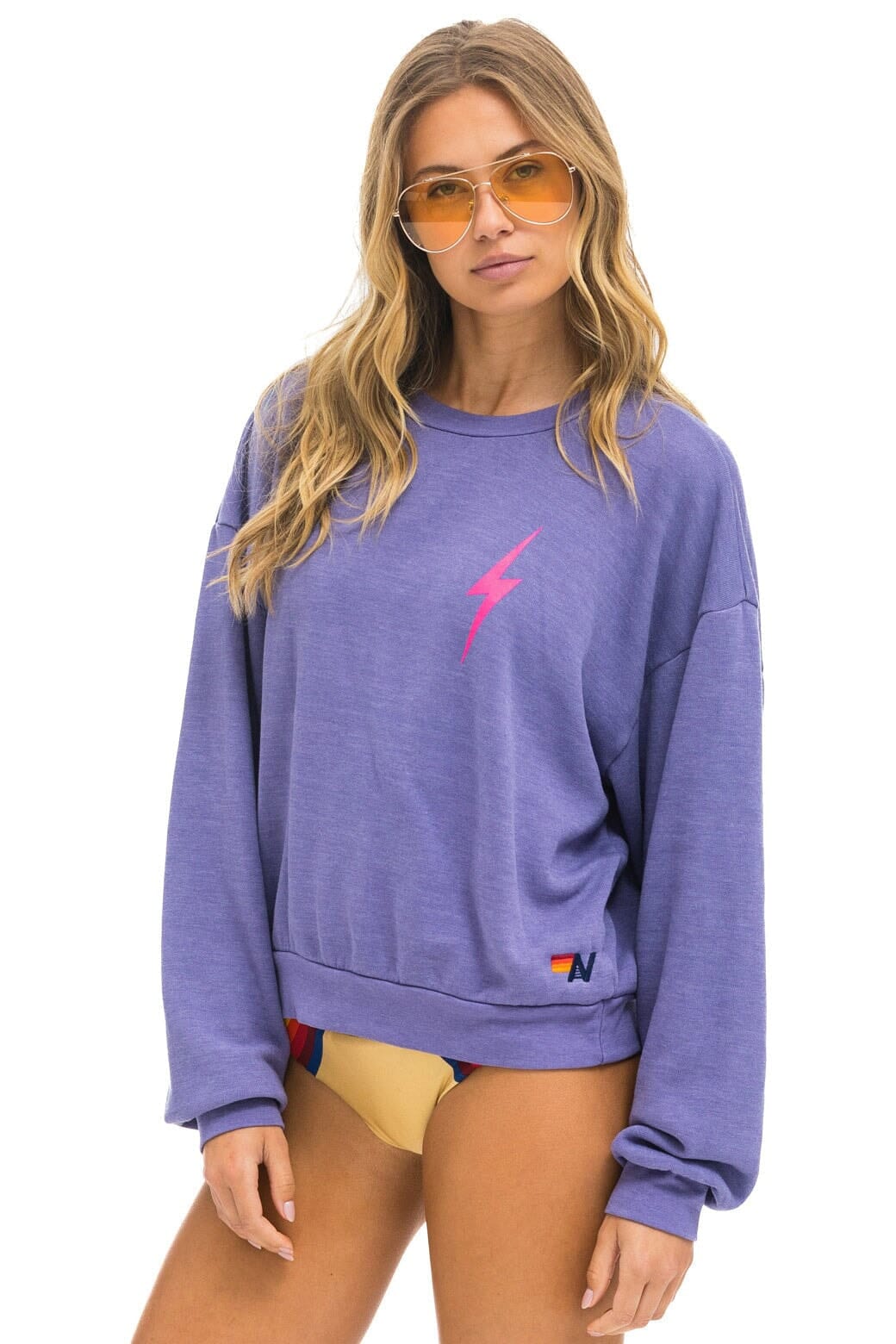 BOLT 2 RELAXED CREW SWEATSHIRT - LAVENDER // NEON PINK - Image 3