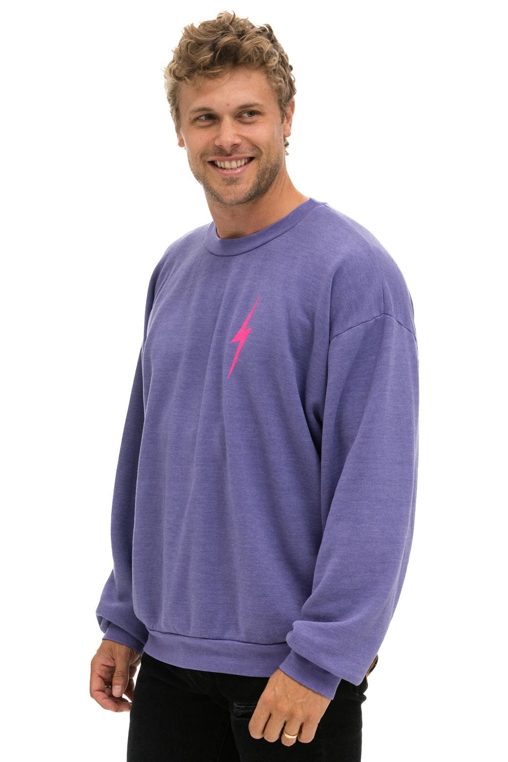BOLT 2 RELAXED CREW SWEATSHIRT - LAVENDER // NEON PINK - Image 4