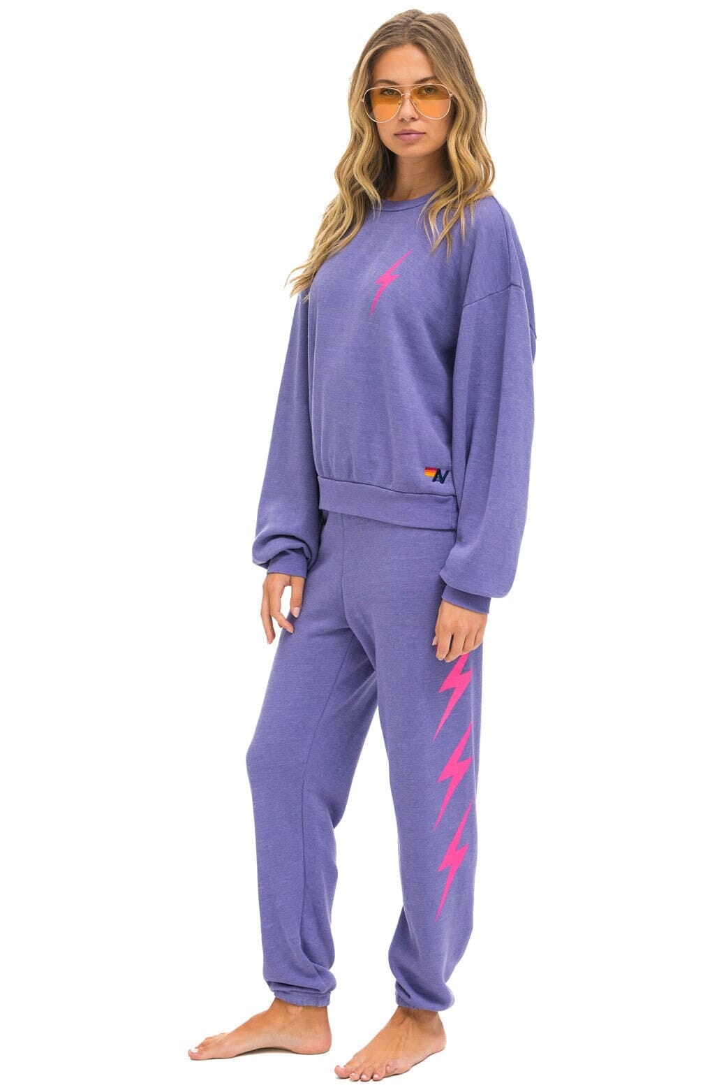 BOLT 2 RELAXED CREW SWEATSHIRT - LAVENDER // NEON PINK - Image 9