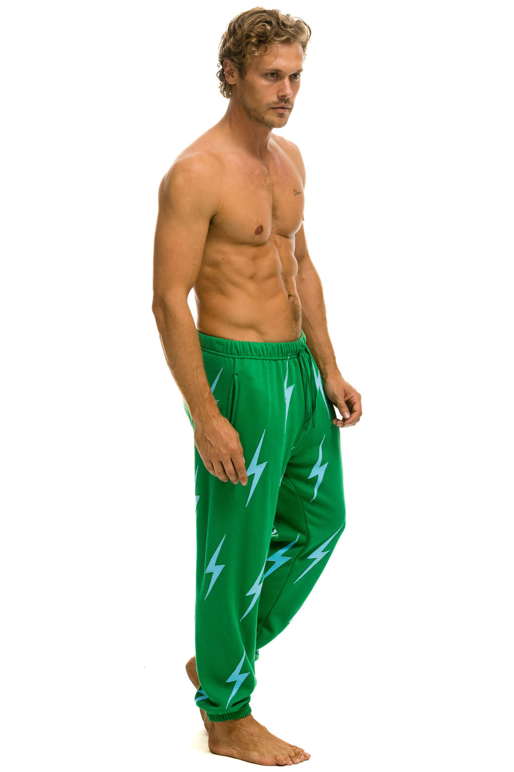 BOLT STITCH REPEAT SWEATPANTS - KELLY GREEN // BLUE - Image 3