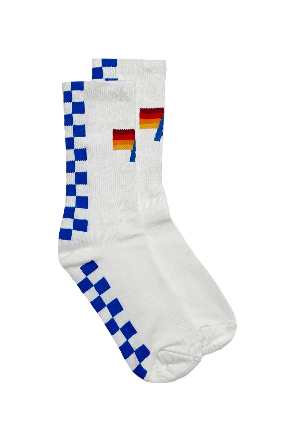 CHECKERED SOCK - WHITE // OCEAN - Image 2