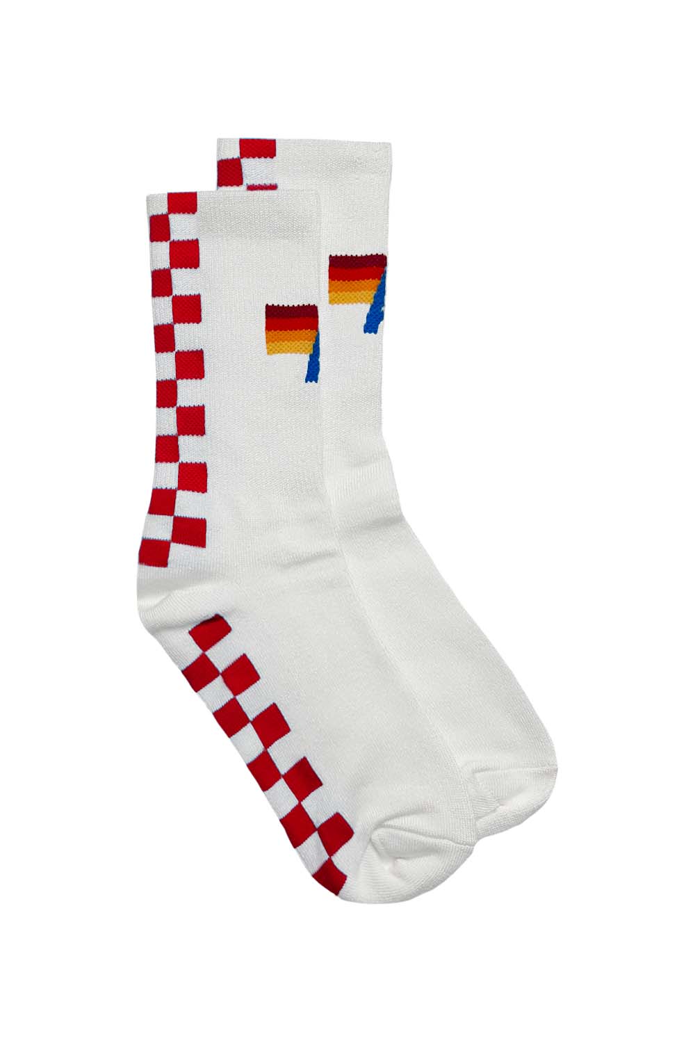 CHECKERED SOCK - WHITE // RED - Image 2