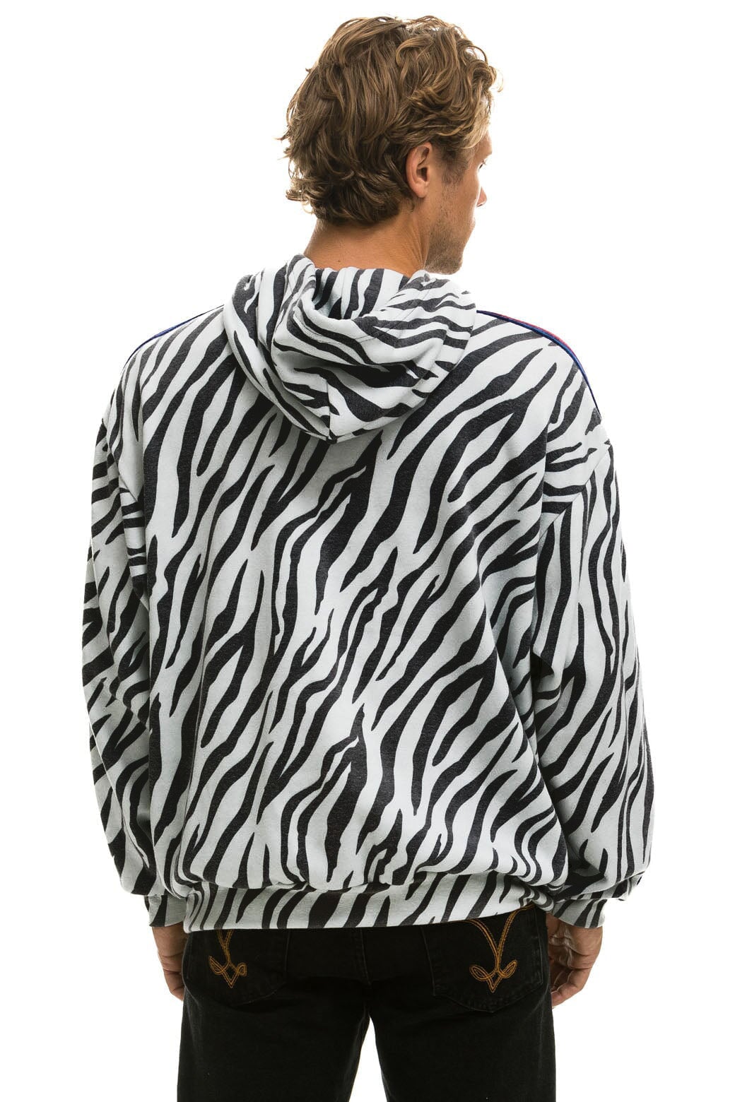 CLASSIC RELAXED PULLOVER HOODIE WITH ZIPPER POCKETS - ZEBRA - Image 8