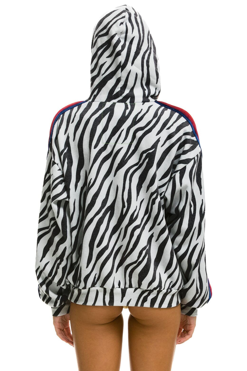 CLASSIC RELAXED PULLOVER HOODIE WITH ZIPPER POCKETS - ZEBRA - Image 7