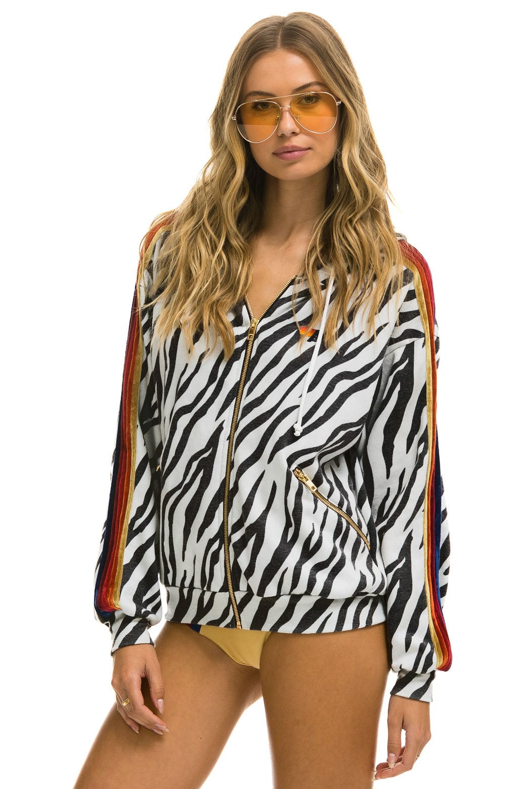 CLASSIC RELAXED ZIP HOODIE WITH POCKETS - ZEBRA - Image 3