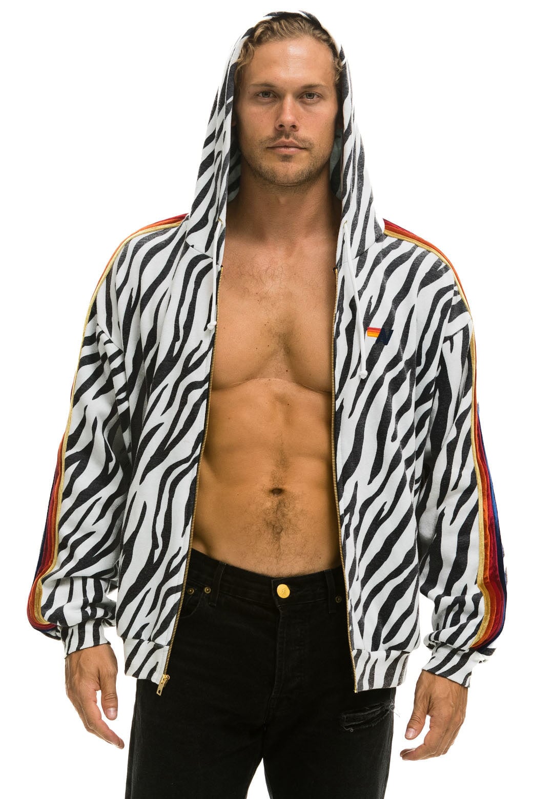 CLASSIC RELAXED ZIP HOODIE WITH POCKETS - ZEBRA - Image 6