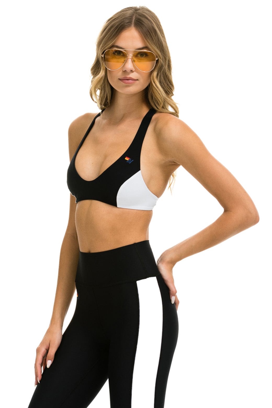 COLOR BLOCK BRALETTE SPORTS BRA - BLACK - Image 2