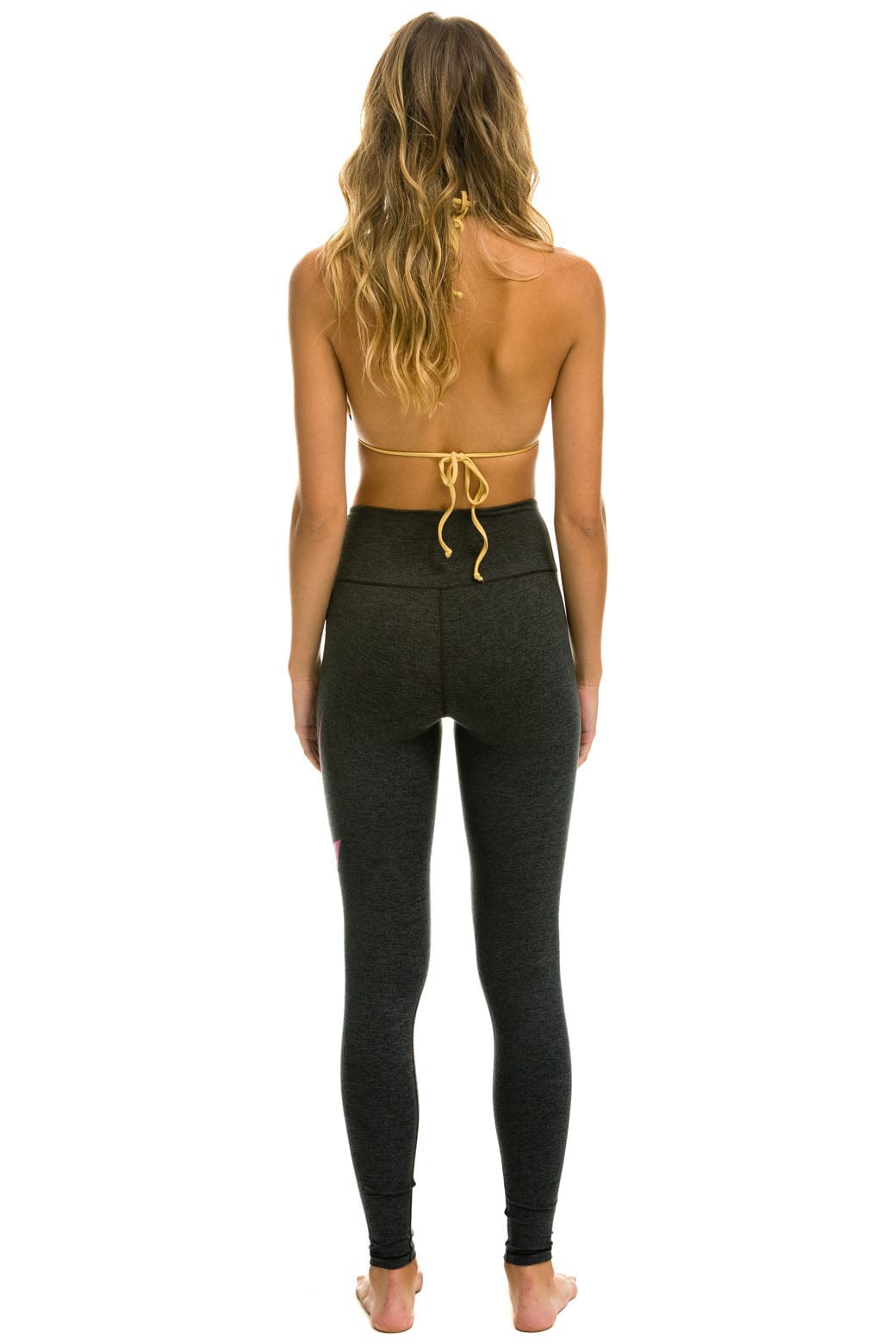 FULL LENGTH HI-RISE BOLT LEGGINGS - CHARCOAL // NEON PINK - Image 4
