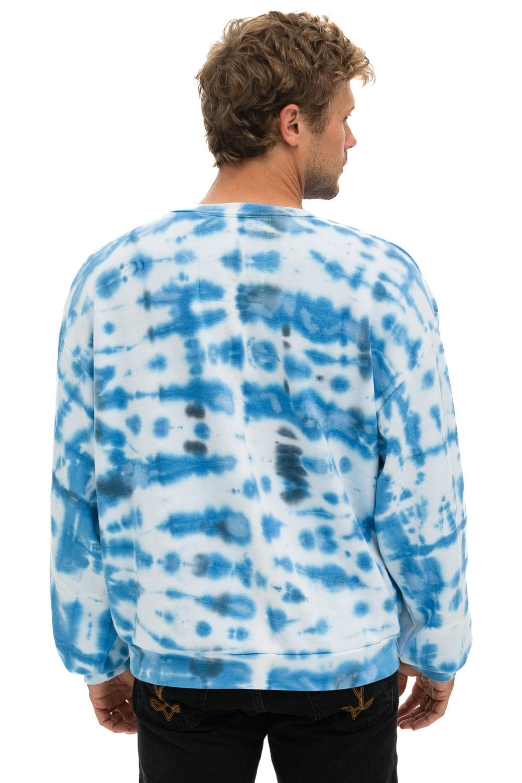 HAND DYED RELAXED CREW SWEATSHIRT - TIE DYE BLUE - Image 8