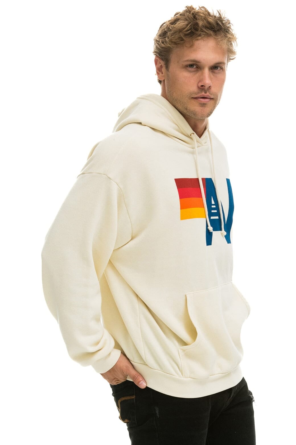 LOGO PULLOVER RELAXED HOODIE - VINTAGE WHITE - Image 6