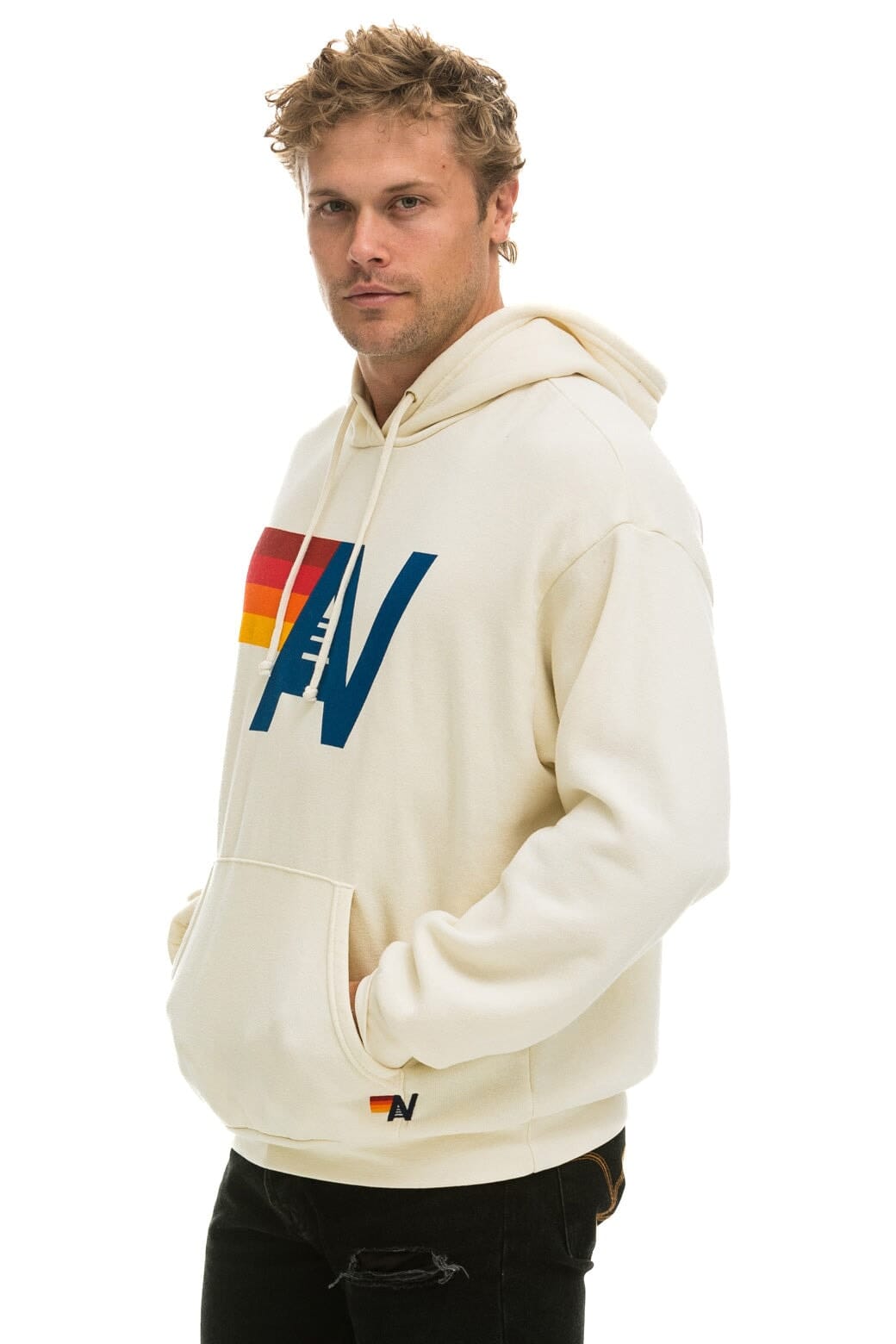 LOGO PULLOVER RELAXED HOODIE - VINTAGE WHITE - Image 4
