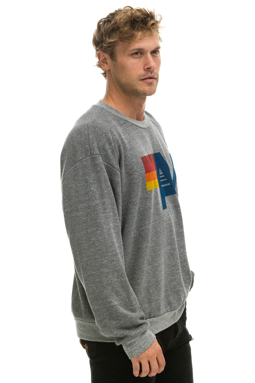 LOGO RELAXED CREW SWEATSHIRT - HEATHER - Image 8