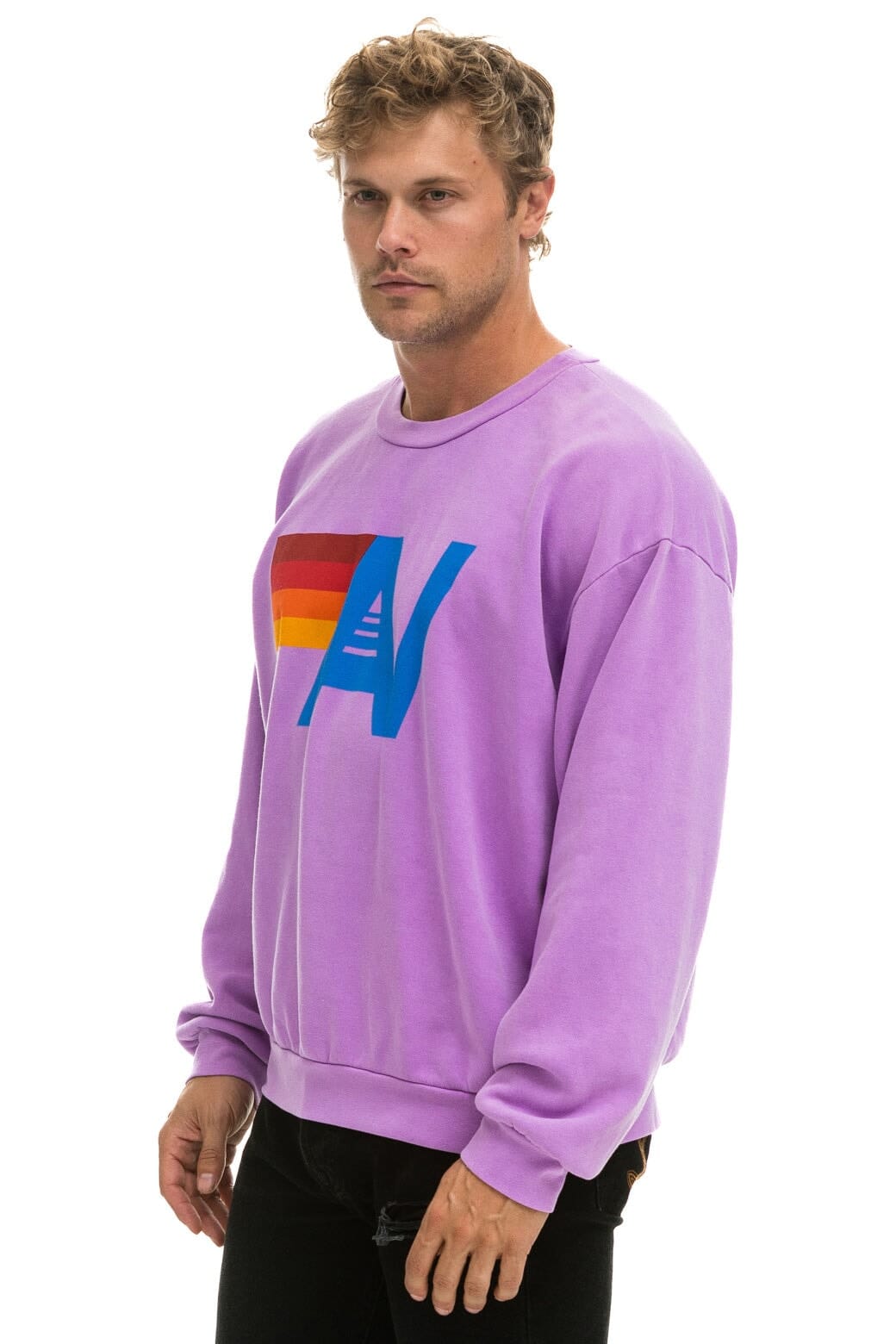 LOGO RELAXED CREW SWEATSHIRT - NEON PURPLE - Image 4
