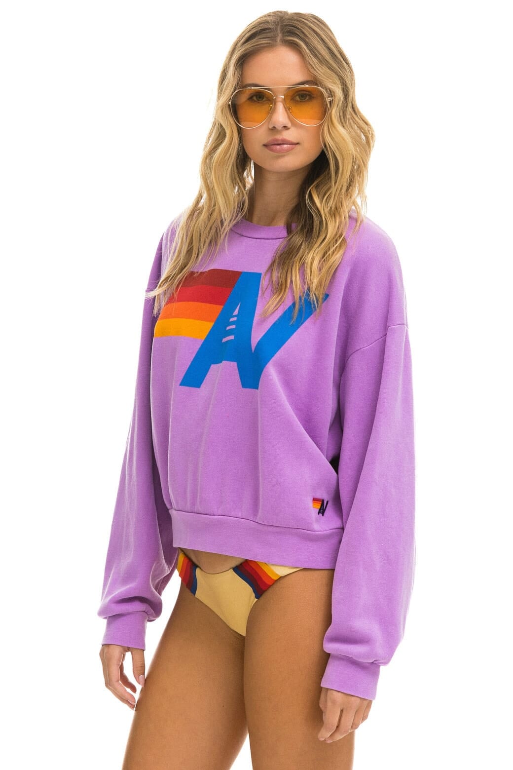 LOGO RELAXED CREW SWEATSHIRT - NEON PURPLE - Image 3