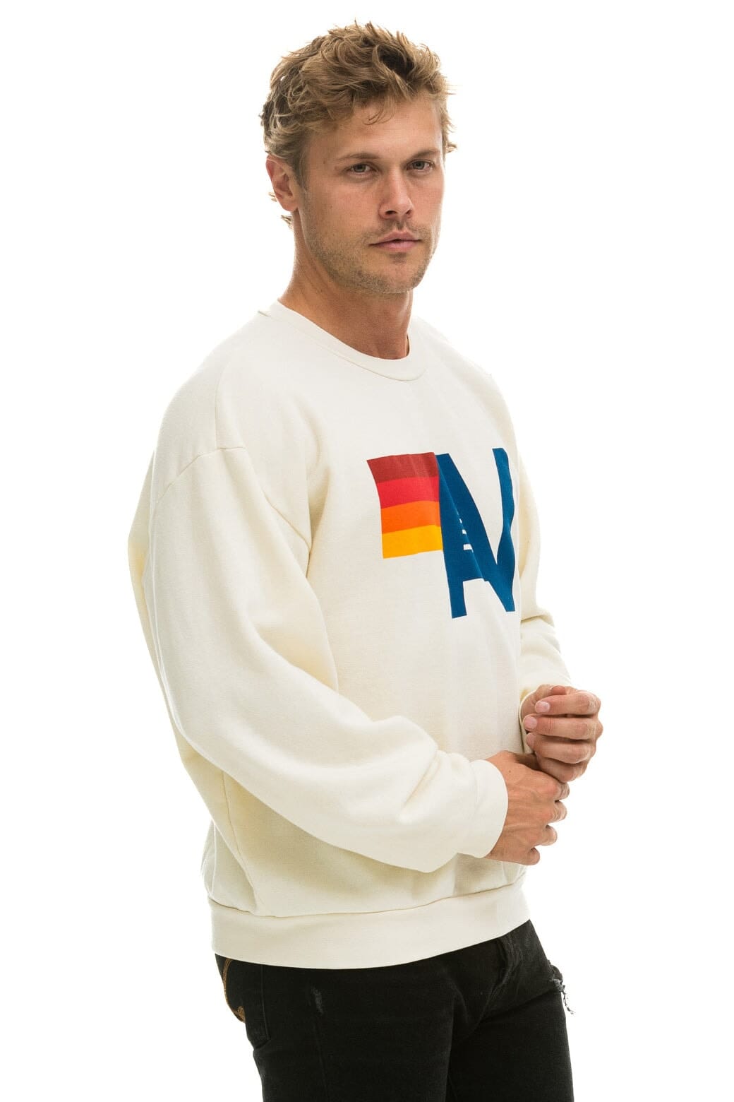 LOGO RELAXED CREW SWEATSHIRT - VINTAGE WHITE - Image 8