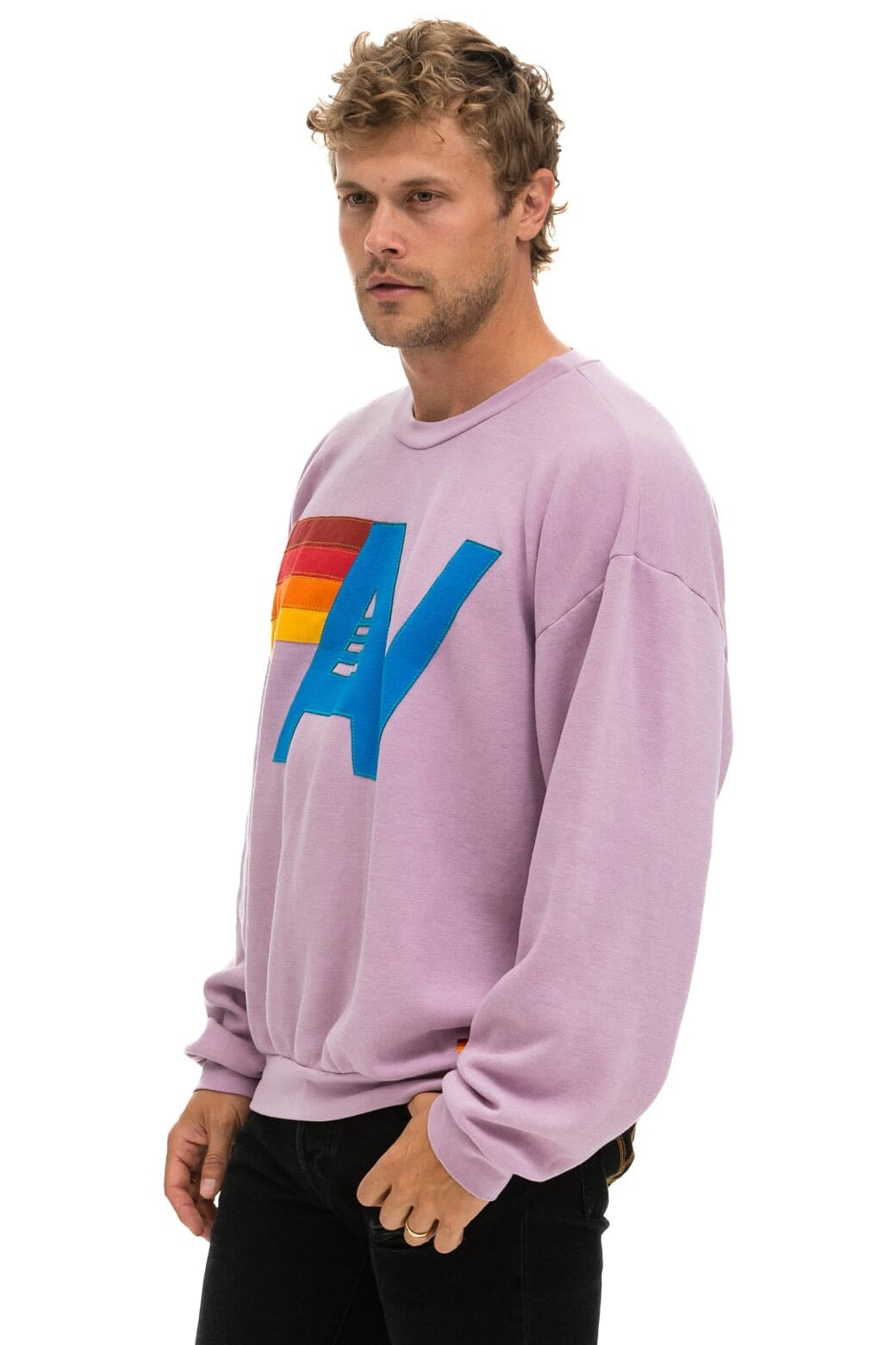 LOGO STITCH RELAXED CREW SWEATSHIRT - MAUVE - Image 4