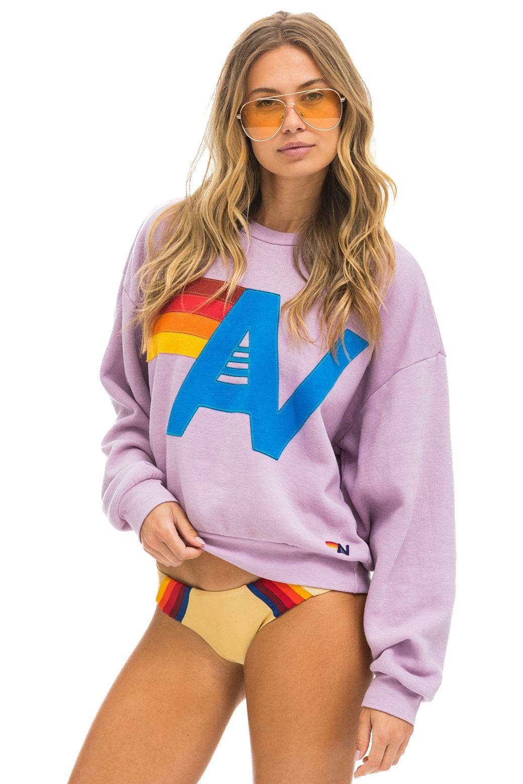 LOGO STITCH RELAXED CREW SWEATSHIRT - MAUVE - Image 3