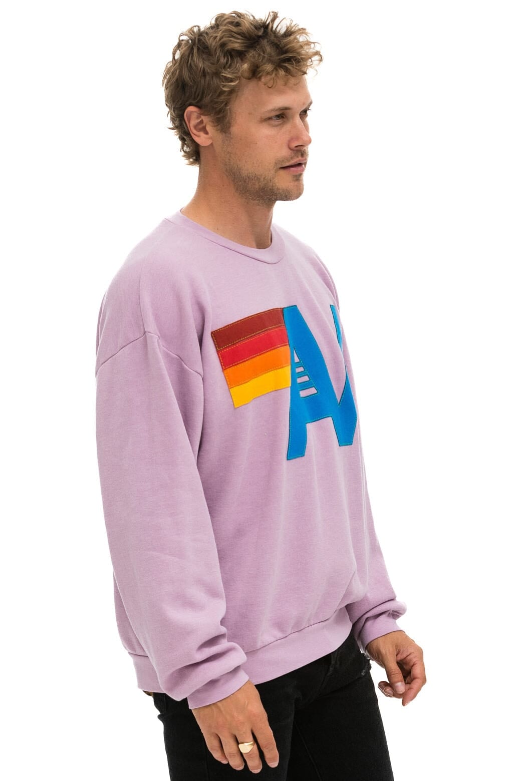 LOGO STITCH RELAXED CREW SWEATSHIRT - MAUVE - Image 6