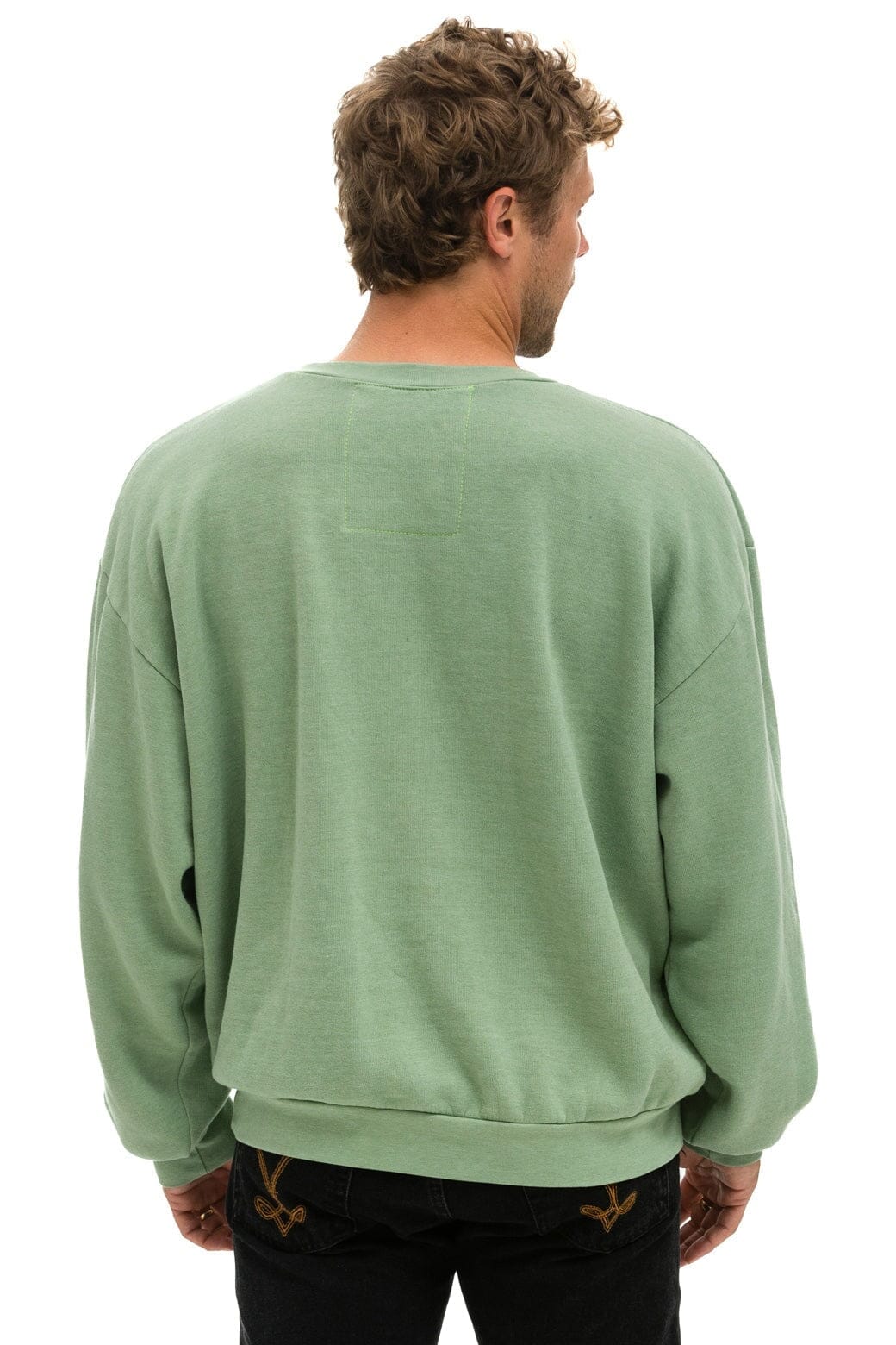 LOGO STITCH RELAXED CREW SWEATSHIRT - SAGE - Image 8