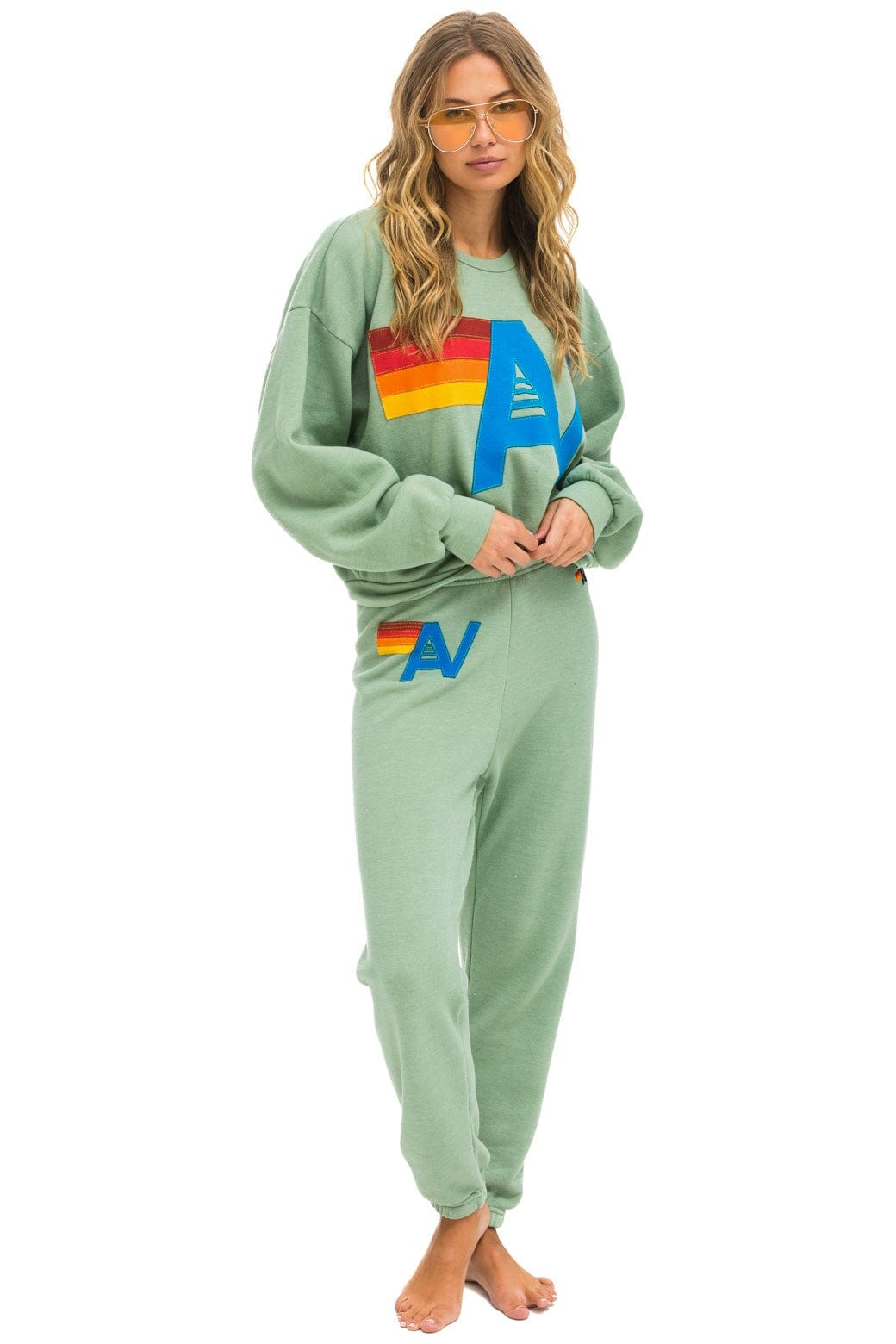 LOGO STITCH RELAXED CREW SWEATSHIRT - SAGE - Image 10