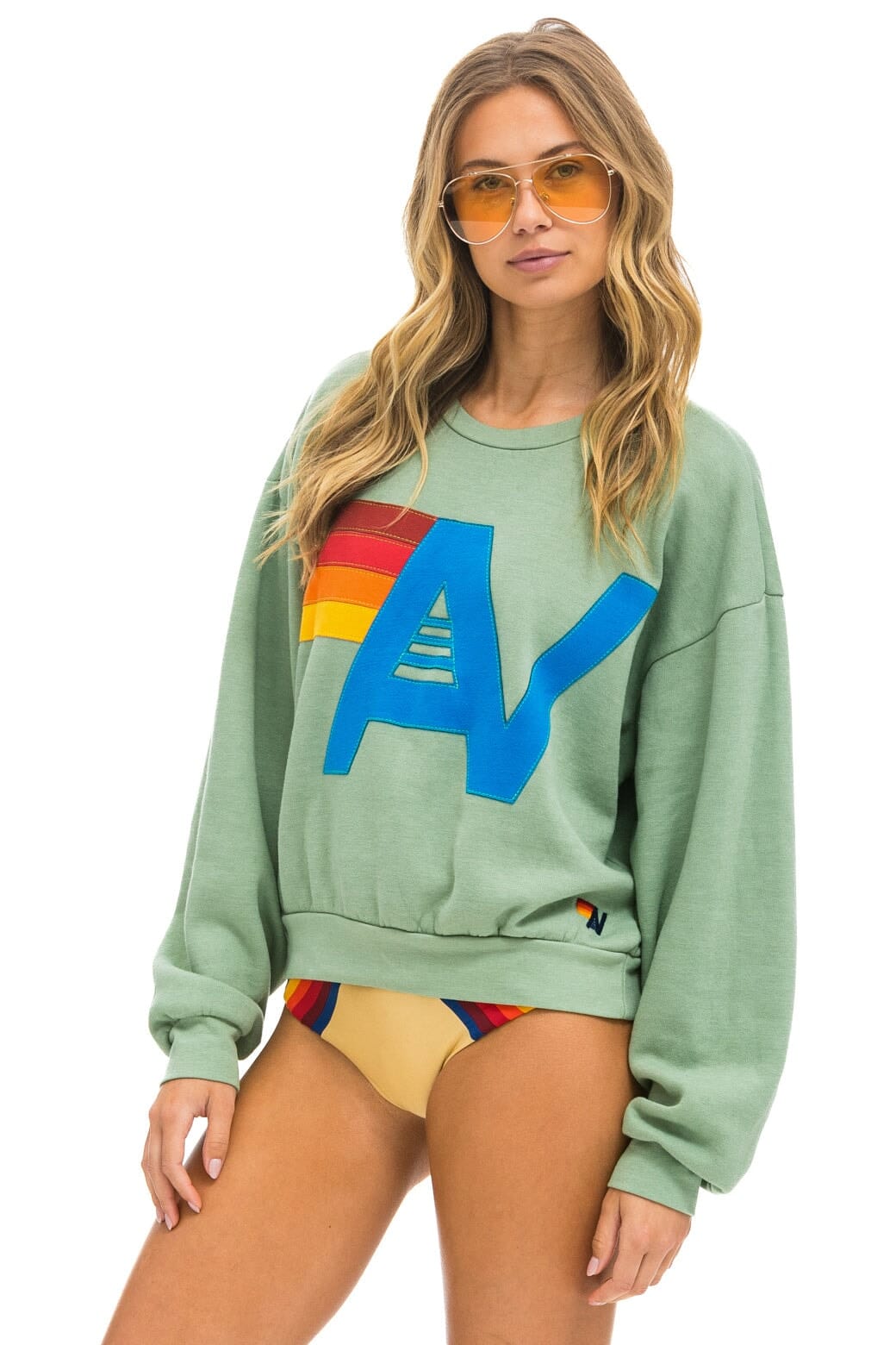 LOGO STITCH RELAXED CREW SWEATSHIRT - SAGE - Image 3