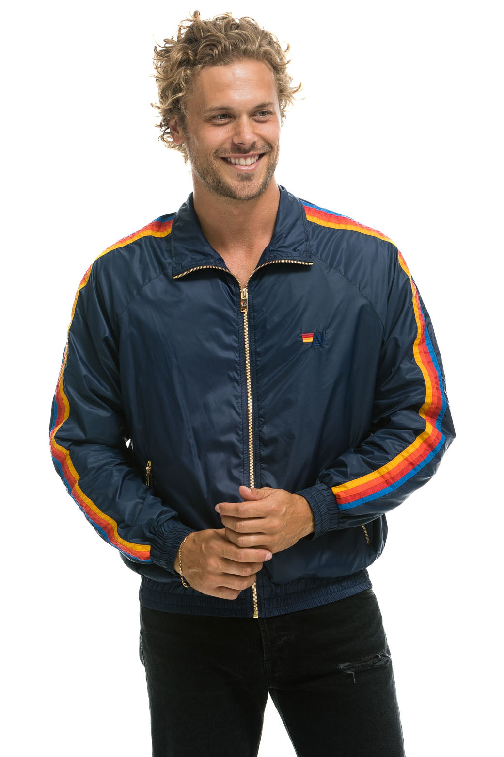 MEN'S 4 STRIPE WINDBREAKER - NAVY - Image 2