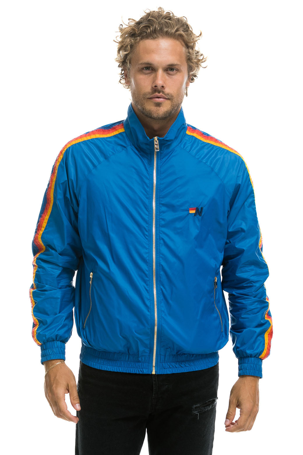 MEN'S 4 STRIPE WINDBREAKER - SNORKEL BLUE - Image 5