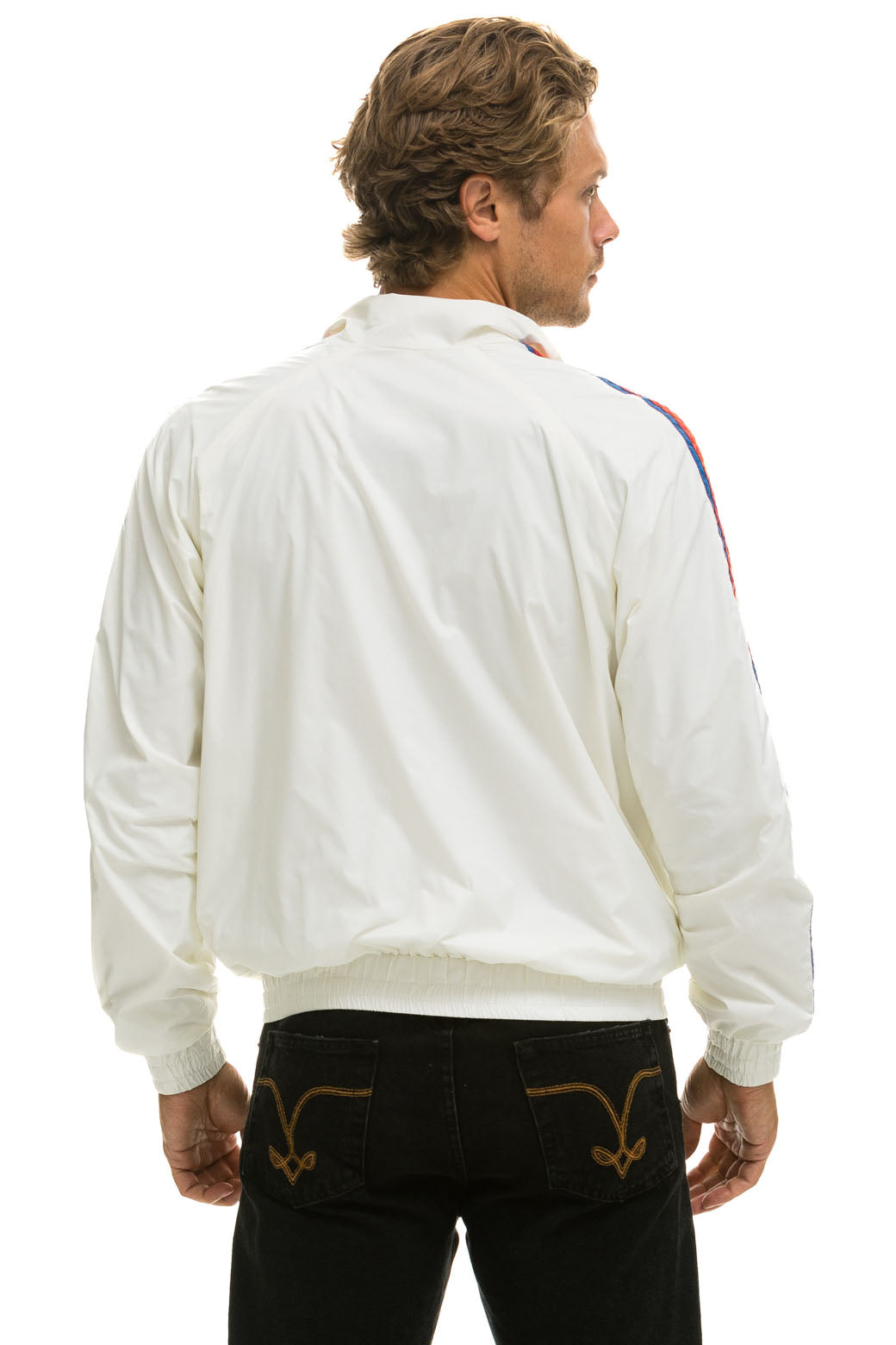 MEN'S 4 STRIPE WINDBREAKER - WHITE - Image 5