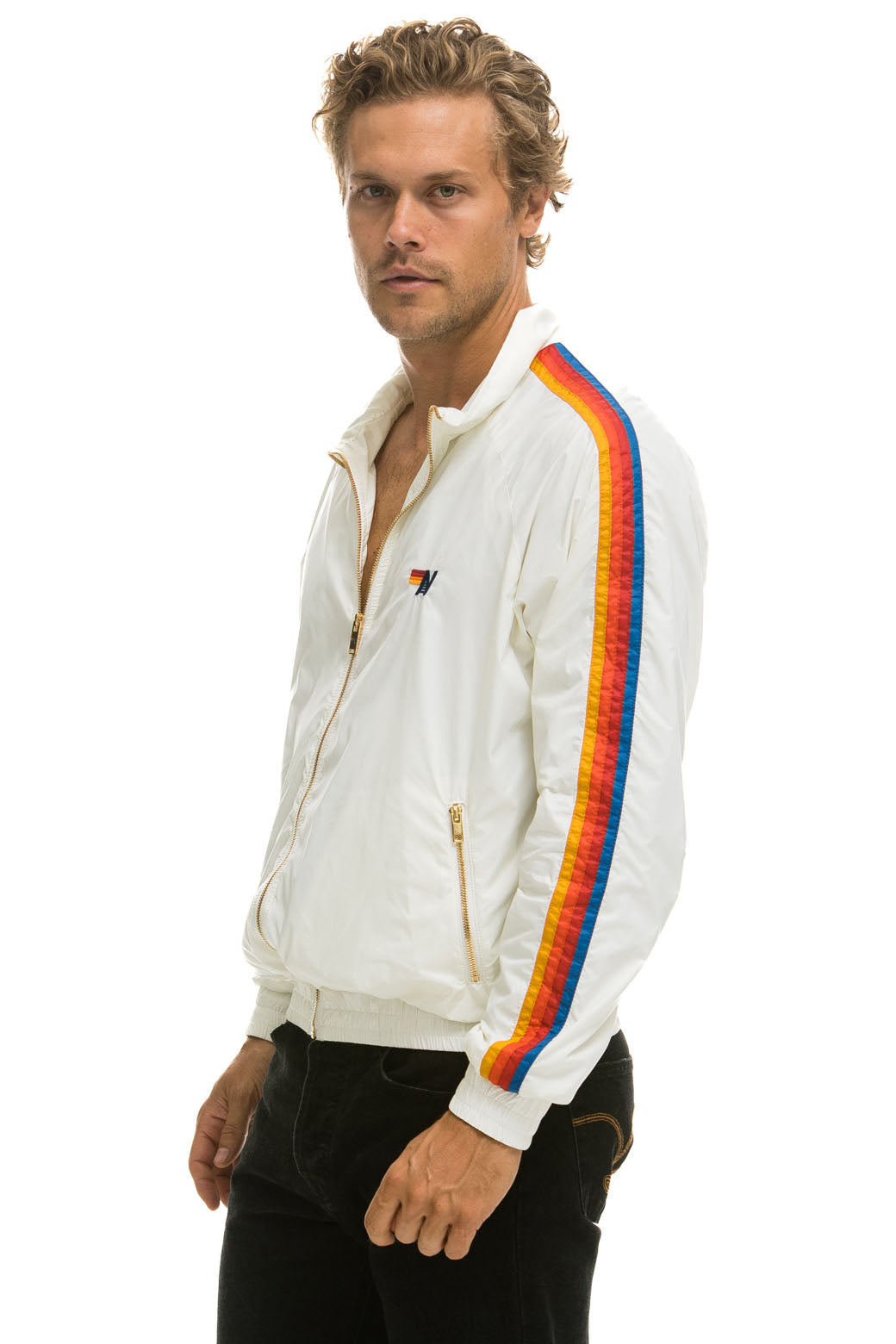 MEN'S 4 STRIPE WINDBREAKER - WHITE - Image 4