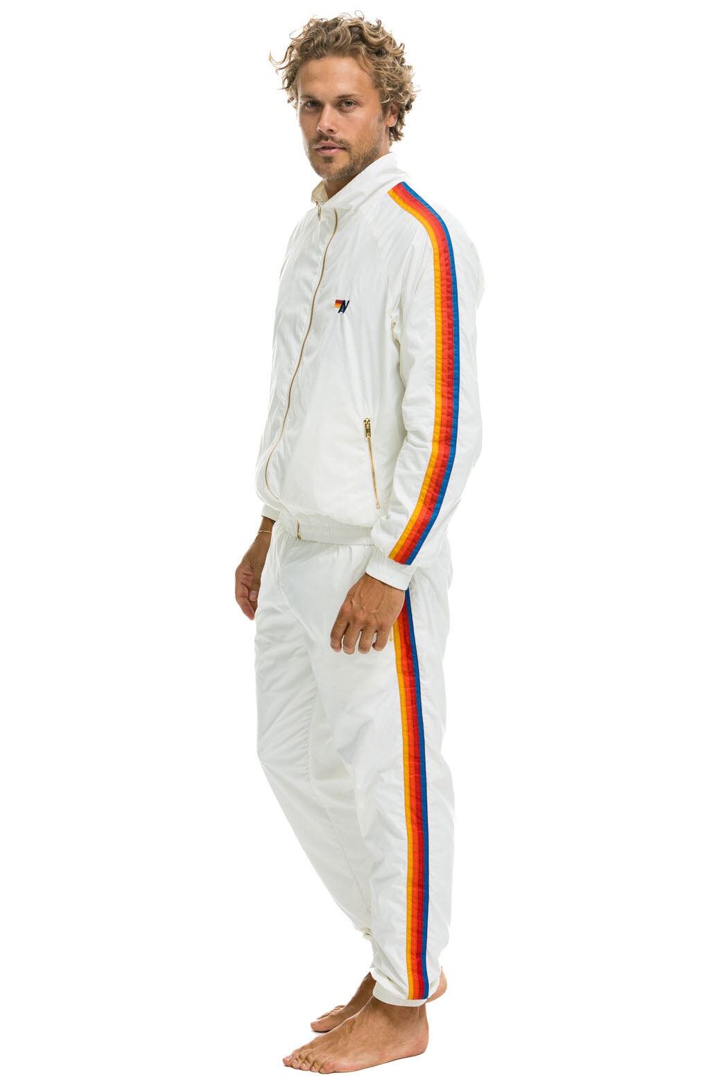 MEN'S 4 STRIPE WINDBREAKER - WHITE - Image 8