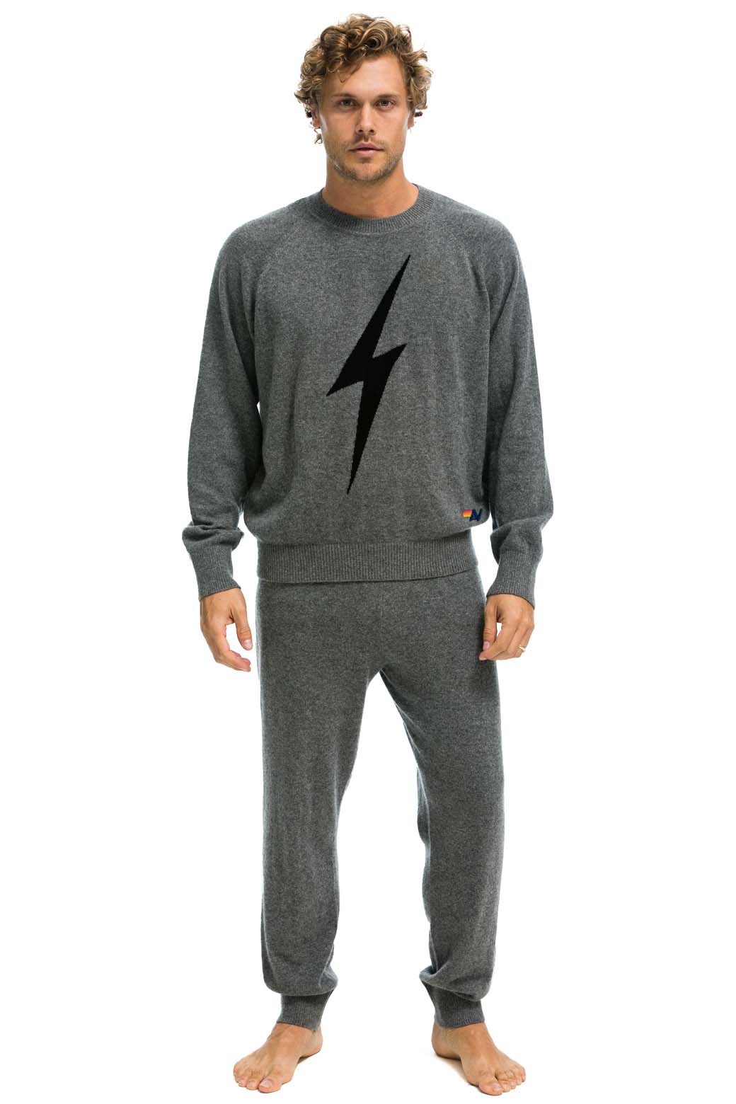 MEN'S BOLT CASHMERE LIGHT SWEATER PANT - DEEP HEATHER // BLACK BOLT - Image 6