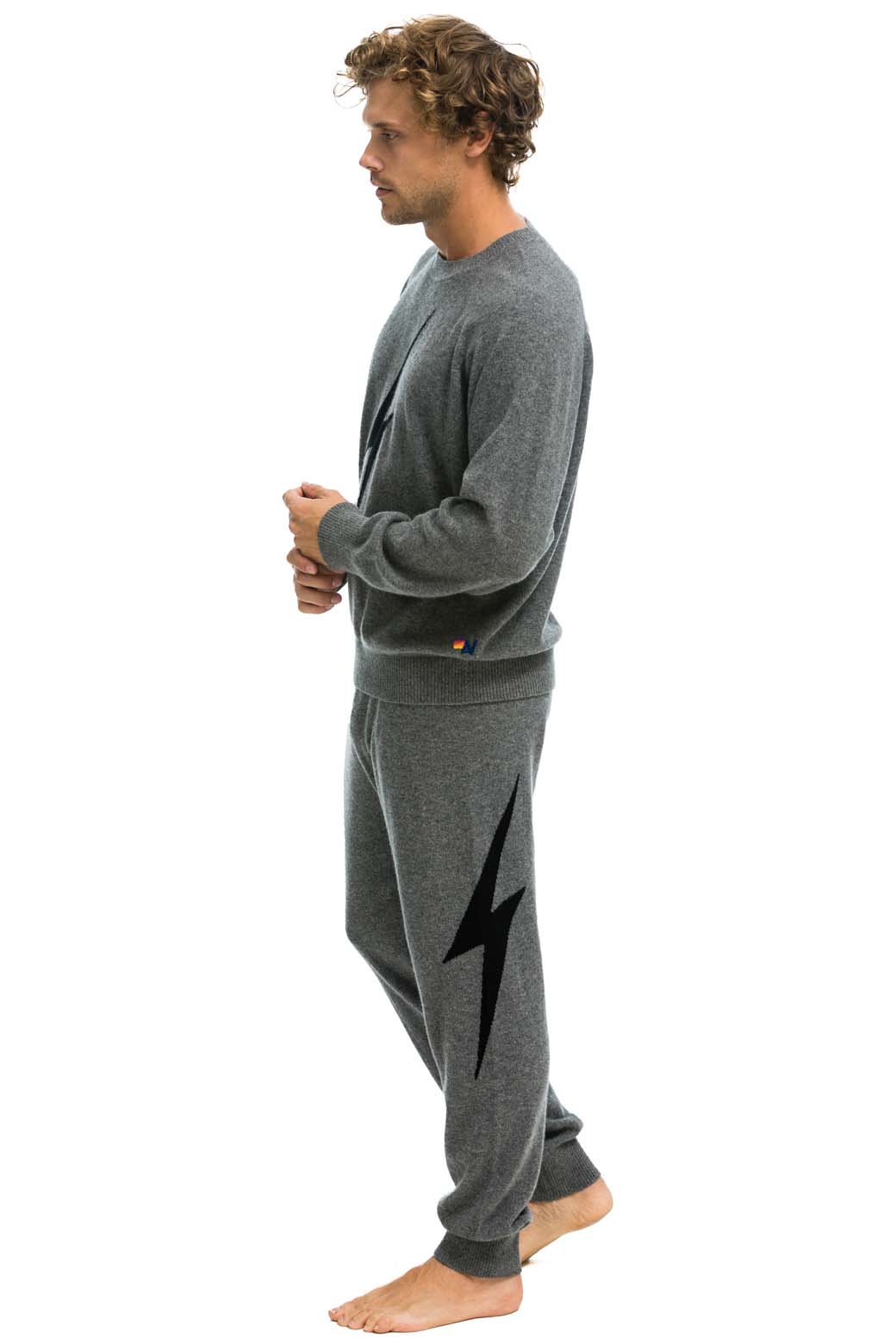 MEN'S BOLT CASHMERE LIGHT SWEATER PANT - DEEP HEATHER // BLACK BOLT - Image 5