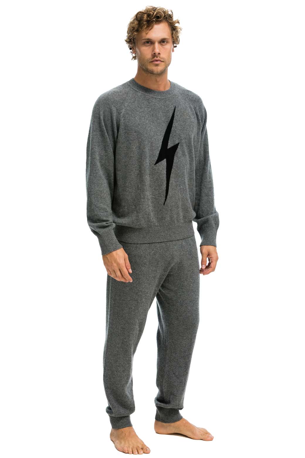 MEN'S BOLT CASHMERE LIGHT SWEATER PANT - DEEP HEATHER // BLACK BOLT - Image 7